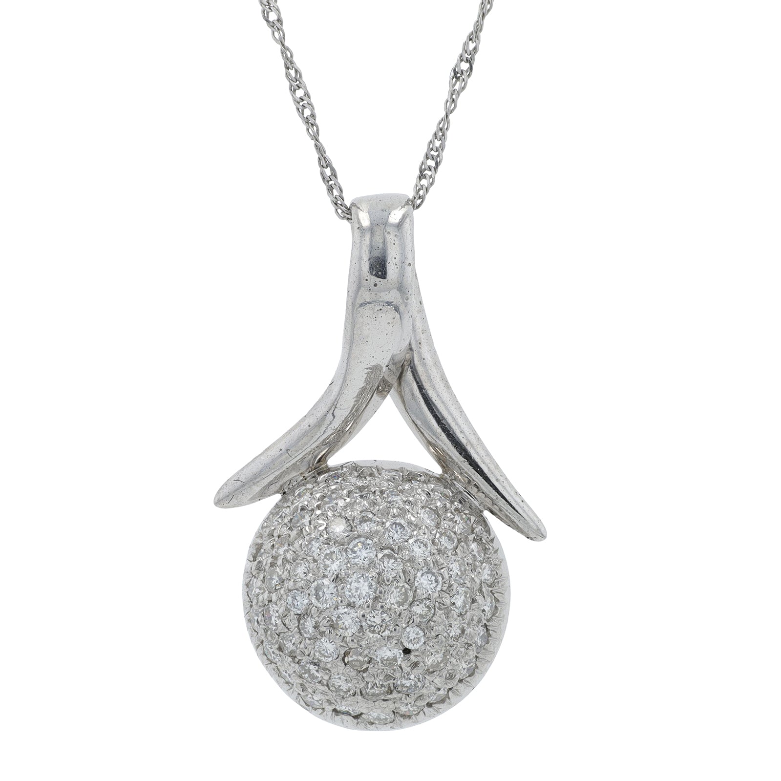 18K WG .55 Diamond Cluster Pendant