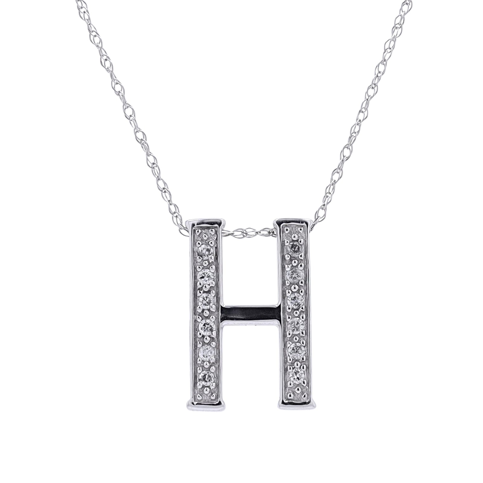 10K WG Diamond 'H' Pendant