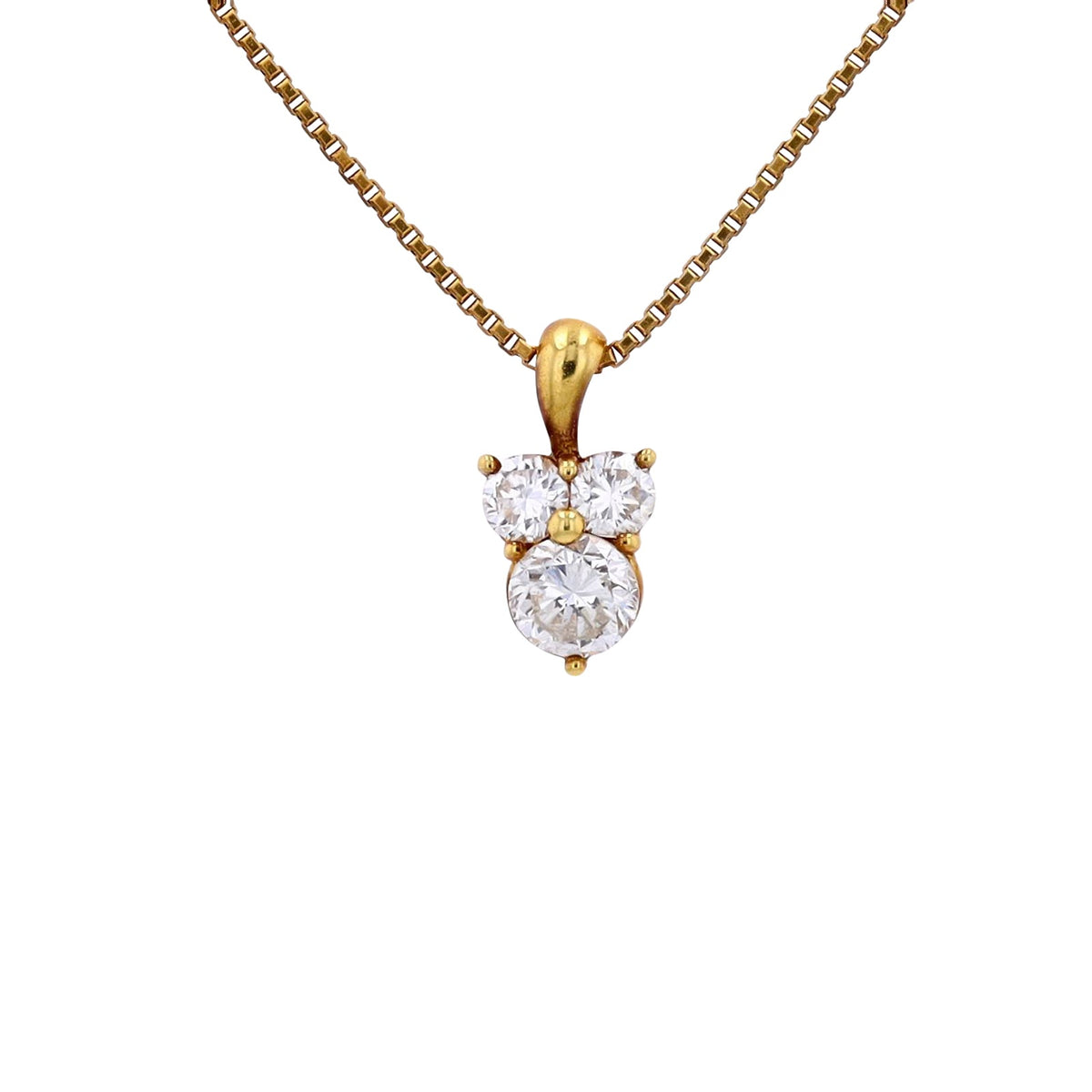 18K YG Three Stone Diamond Pendant