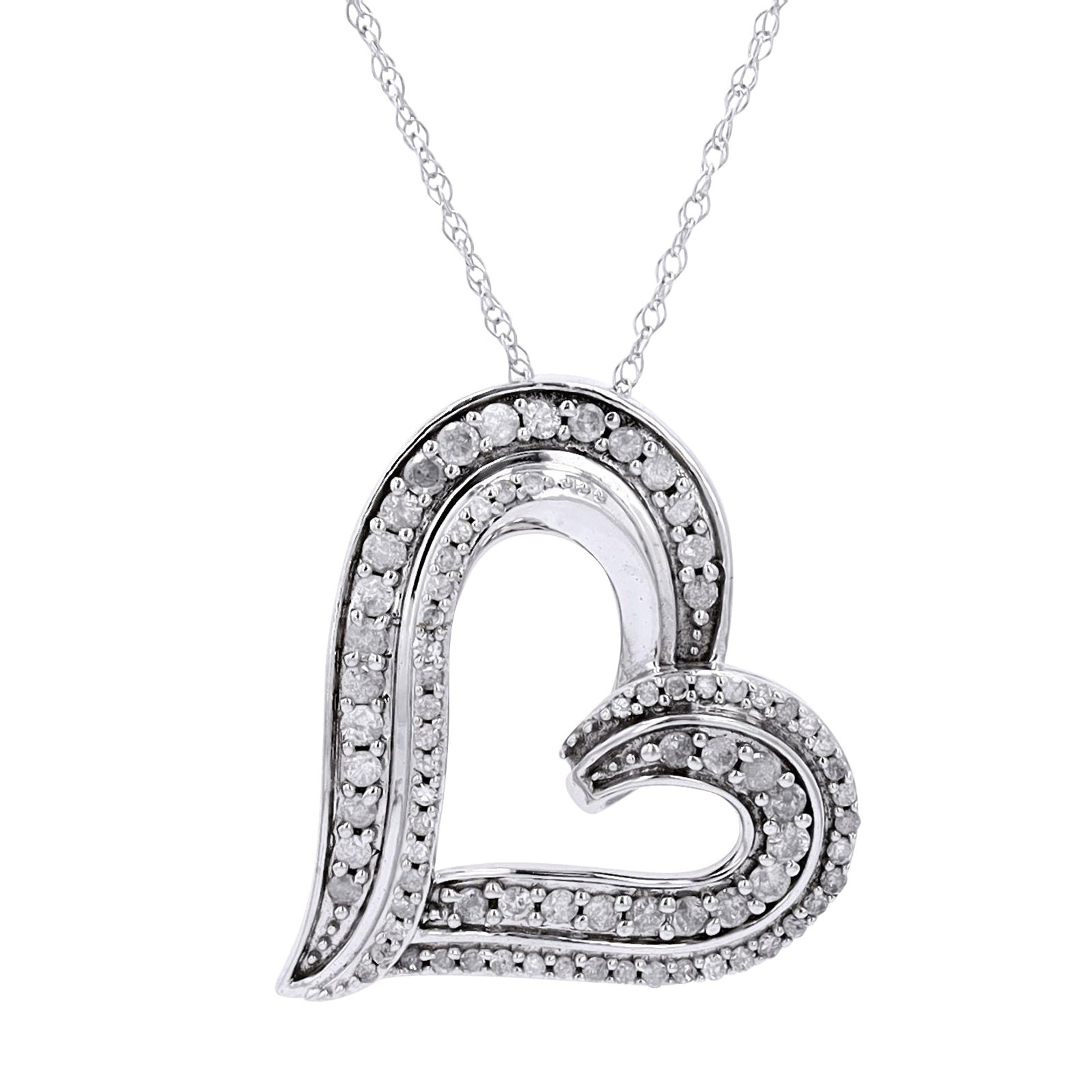 10K WG Diamond Heart Pendant