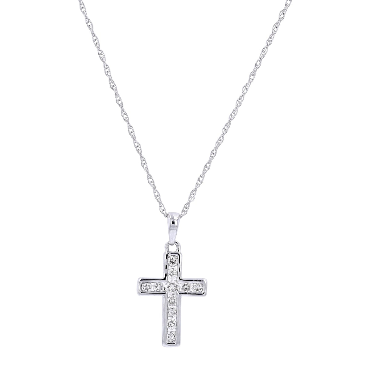 14K Diamond Cross Pendant<p><strong>More Colors Available</p></strong>