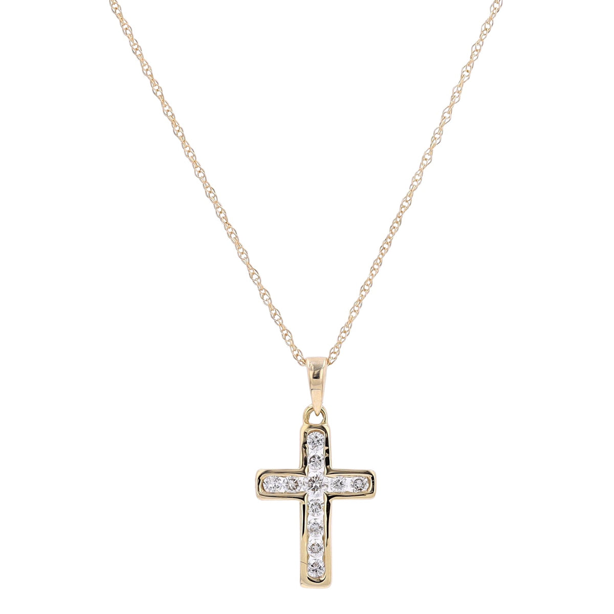 14K Diamond Cross Pendant<p><strong>More Colors Available</p></strong>