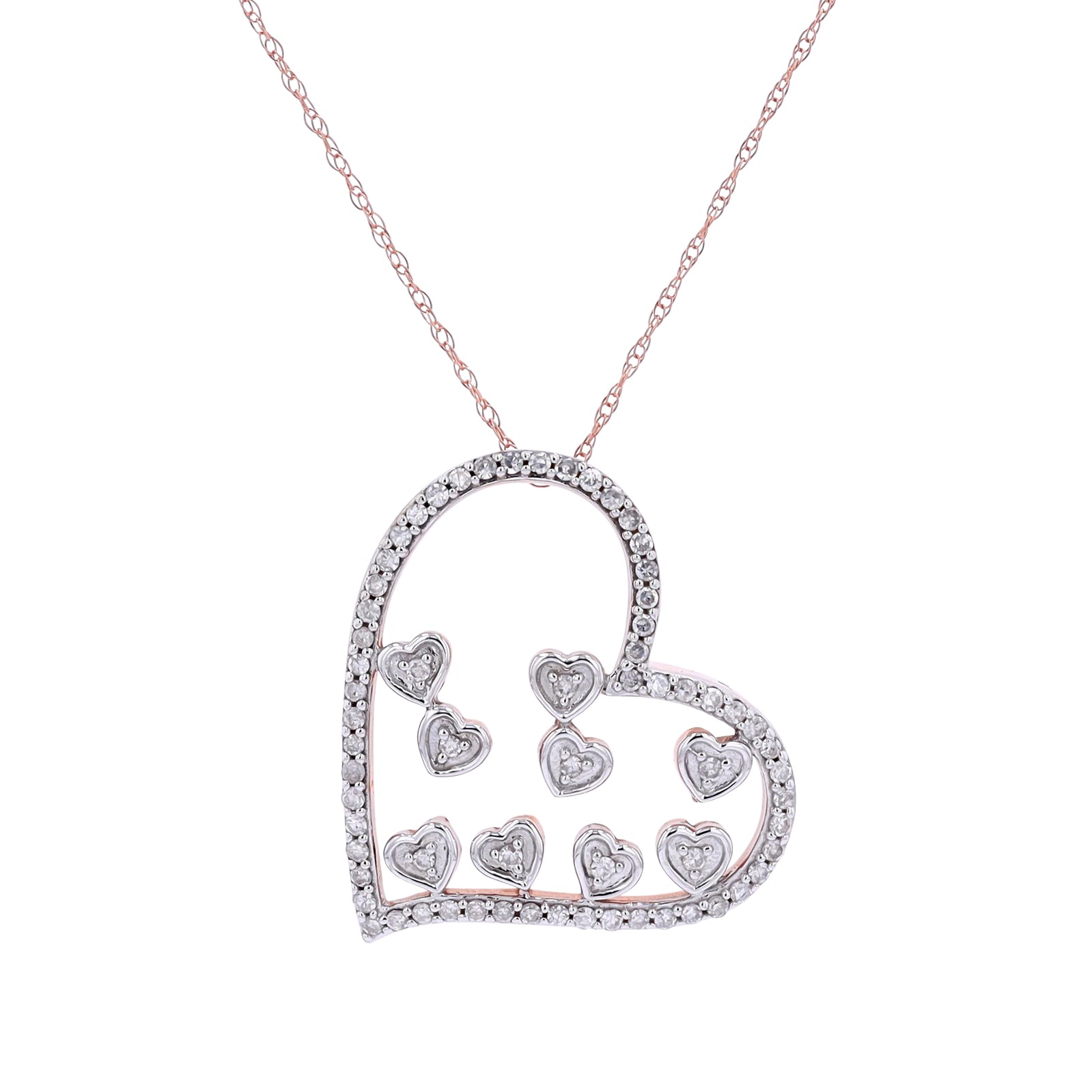 10K RG Diamond Heart Pendant