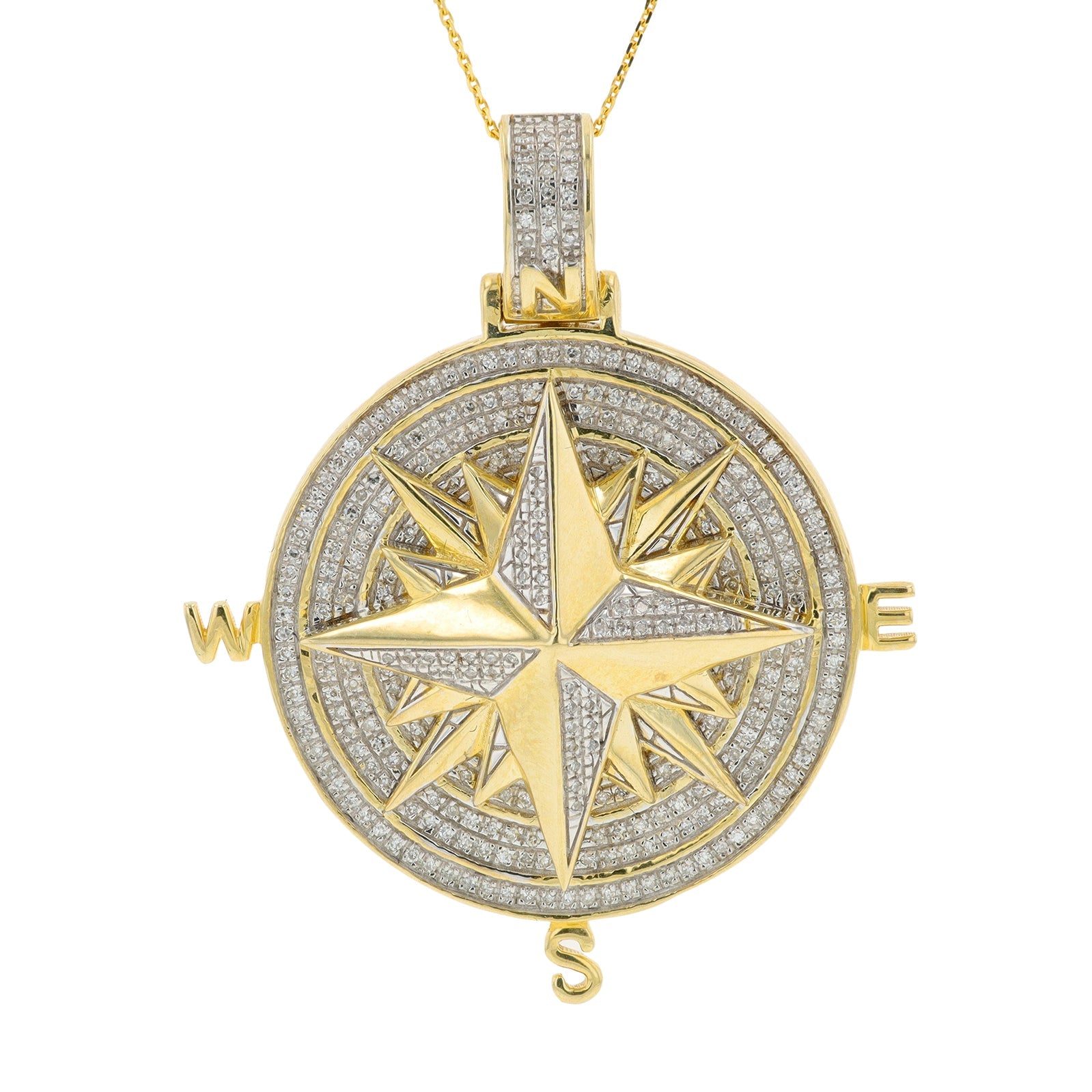 10K YG .50 CTW Diamond Compass Pendant