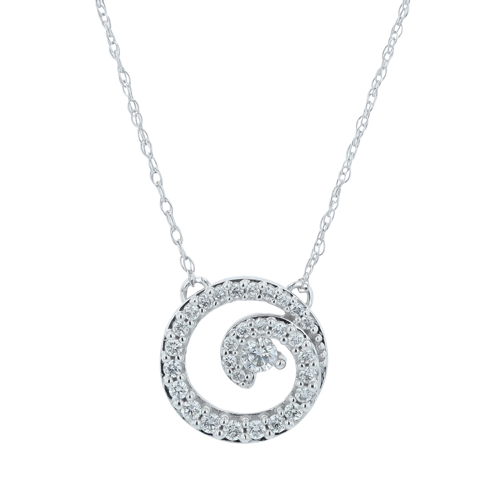 10K WG 0.25 CT Diamond Swirl Pendant