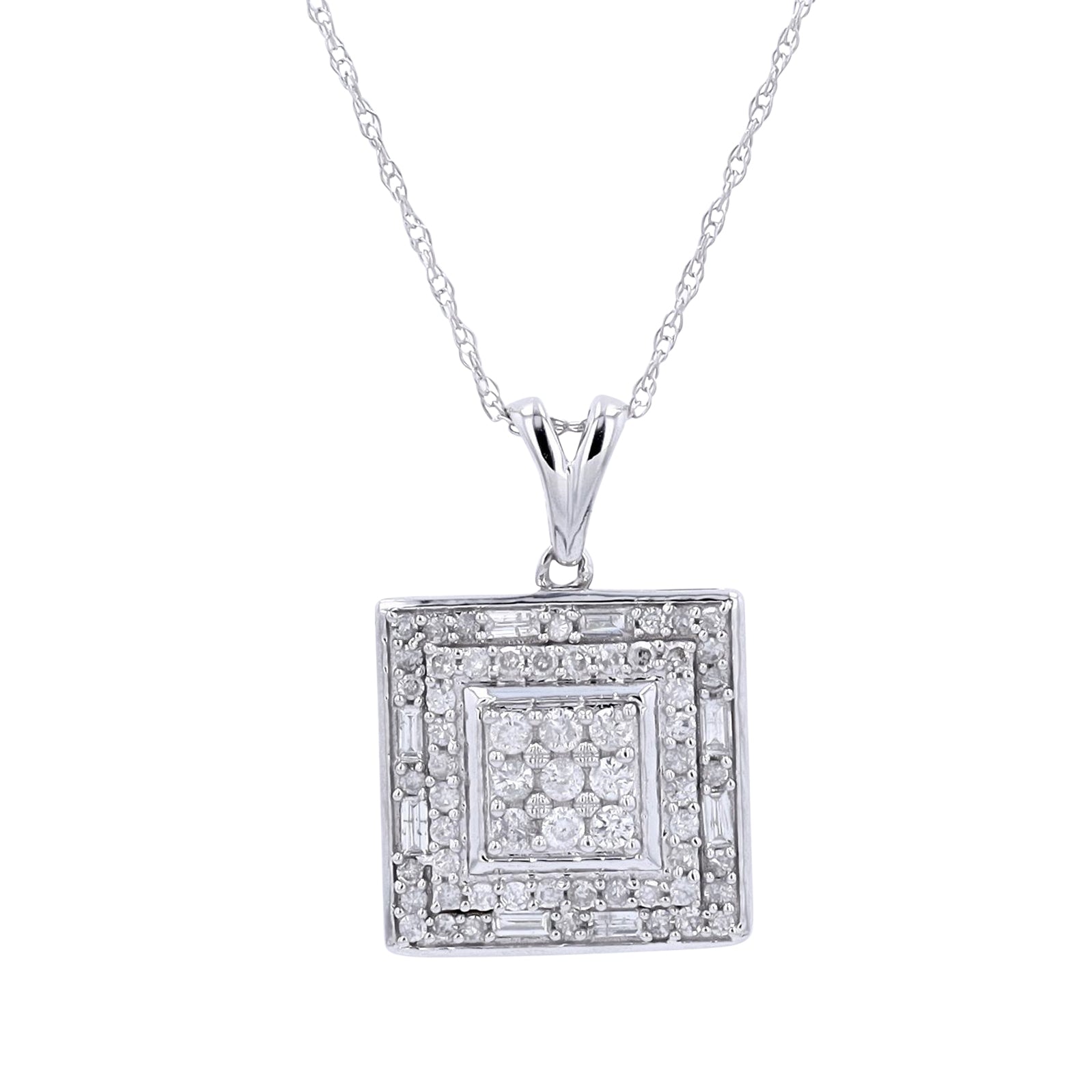 10K WG Diamond Square Pendant