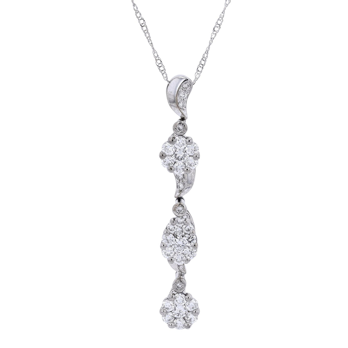 18K WG 1.01 CT Three Stone Diamond Pendant