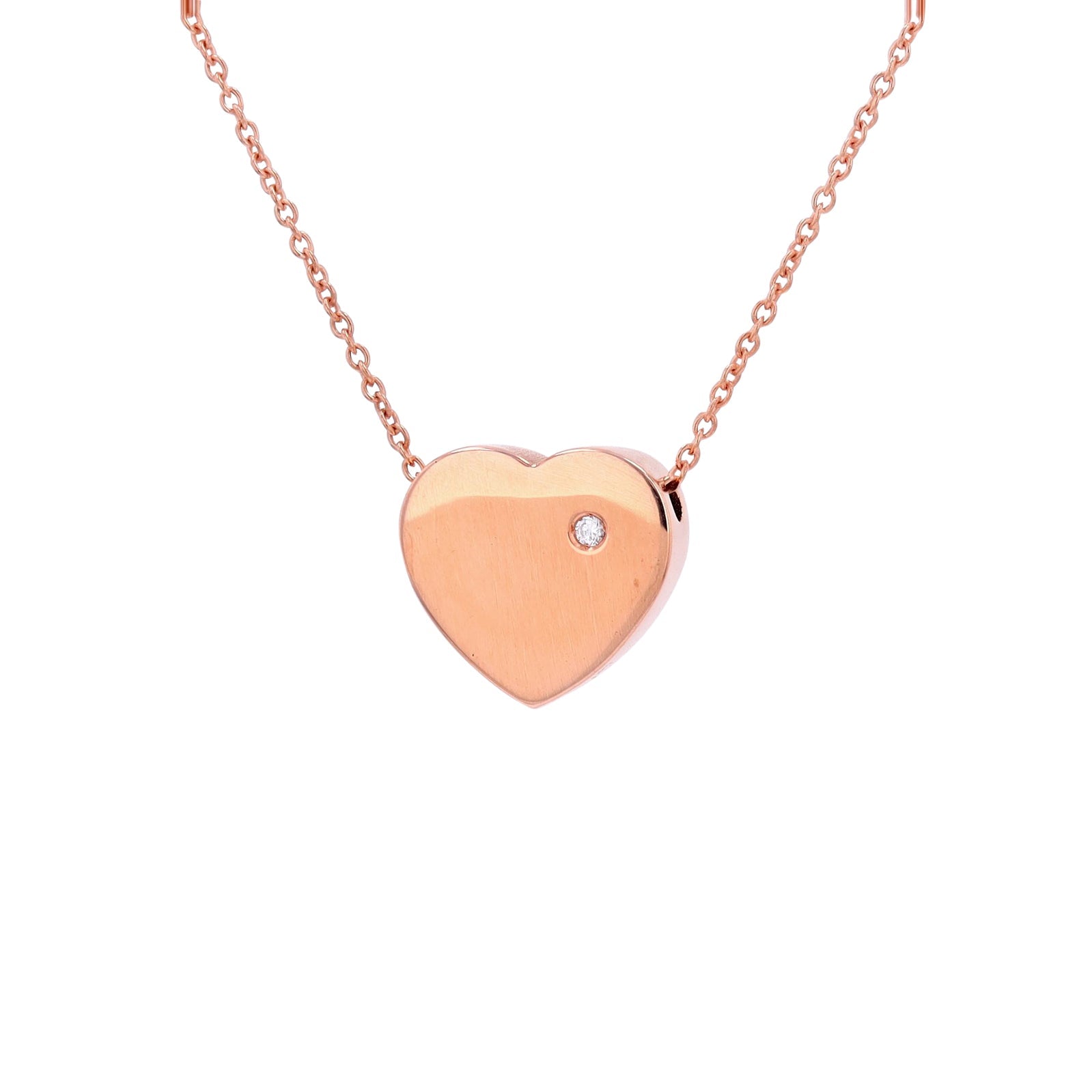 14K RG Diamond Heart Pendant