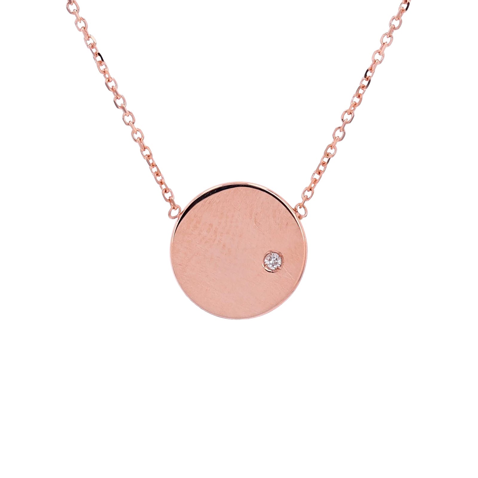 14K RG Glass Disc Necklace