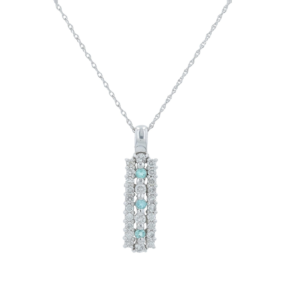 14K WG 1/2 CT Diamond Bar Necklace