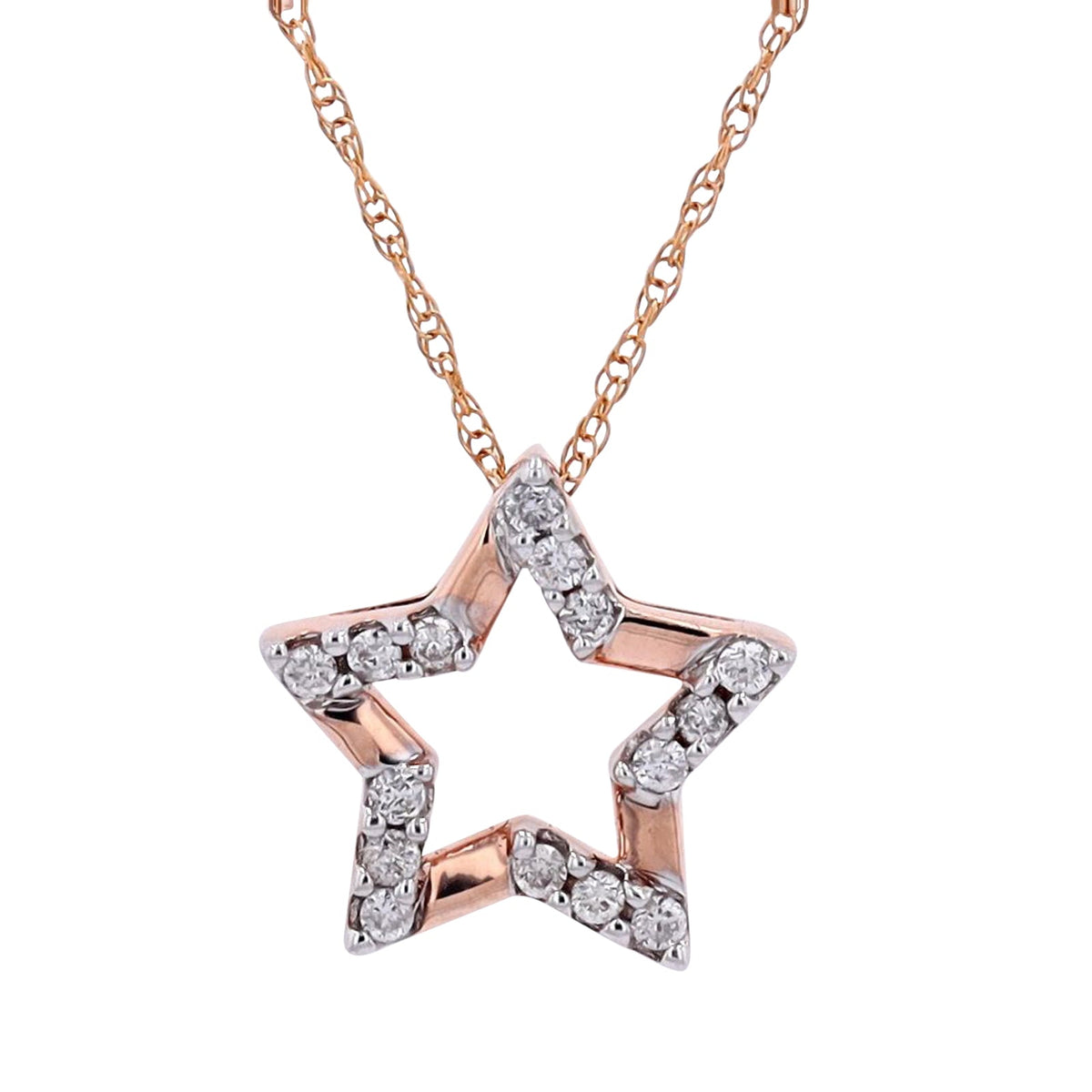 14K RG Diamond Star Pendant