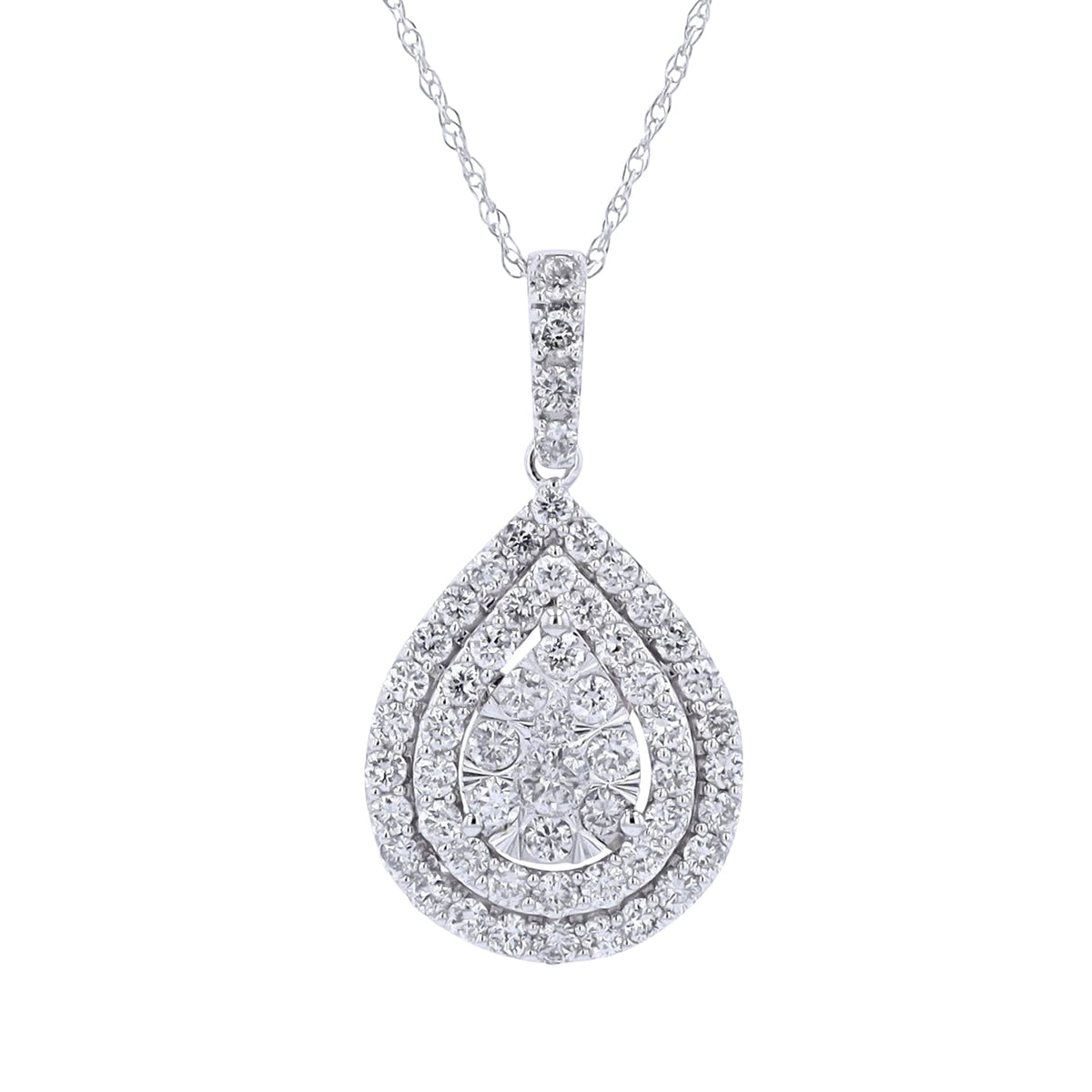 14K WG 1 CT Diamond Drop Pendant