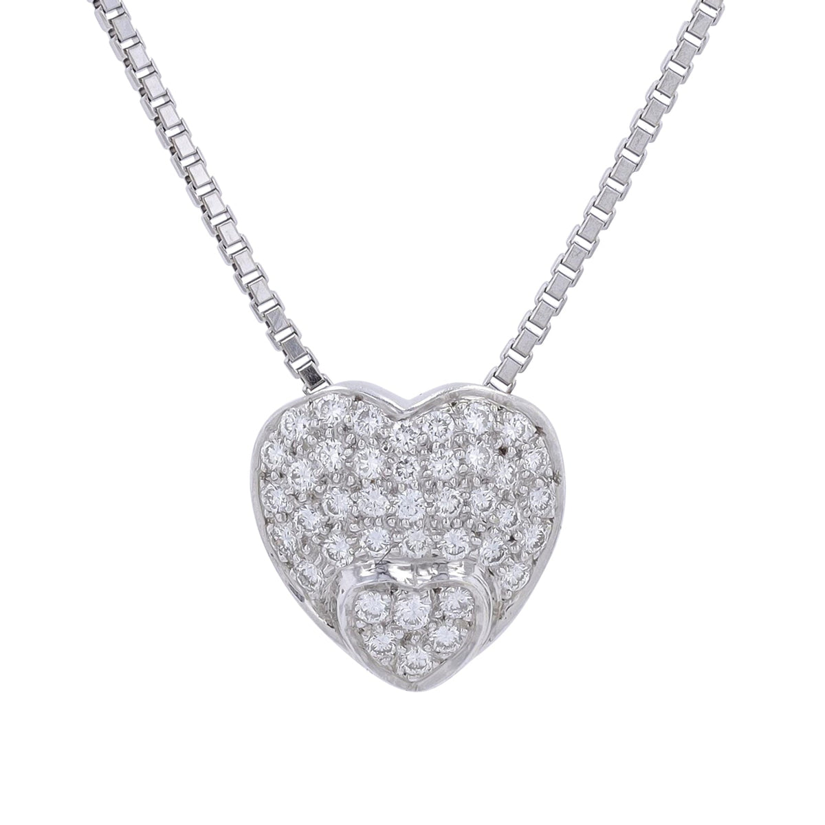 18K WG Diamond Pave Heart Pendant