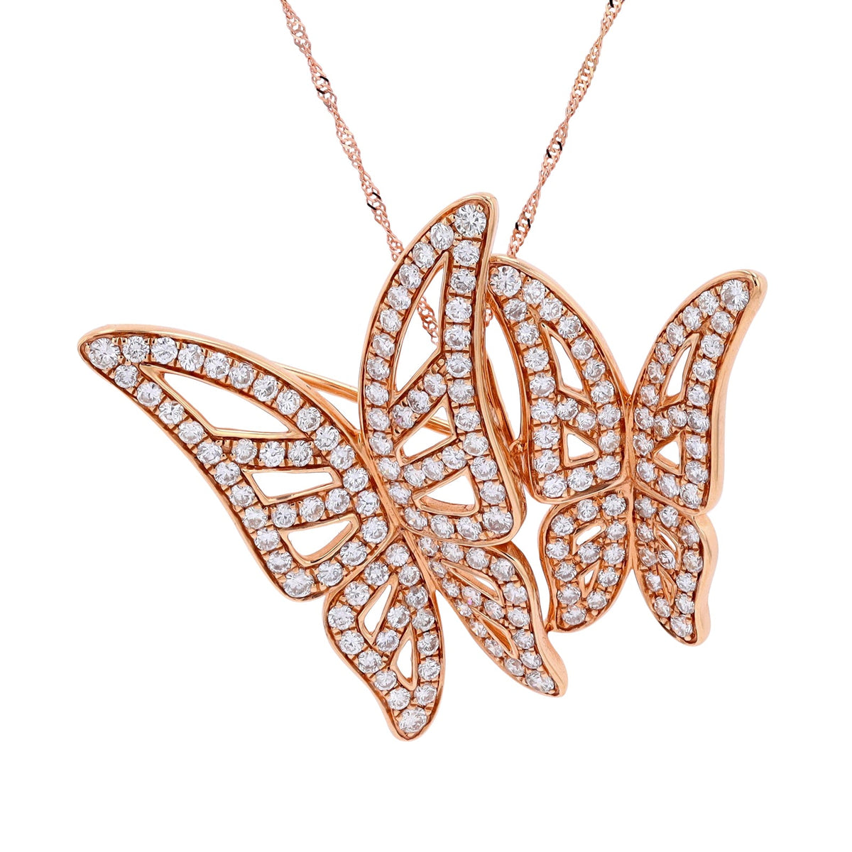 18K RG 2.38 CTW Diamond Butterfly Pendant