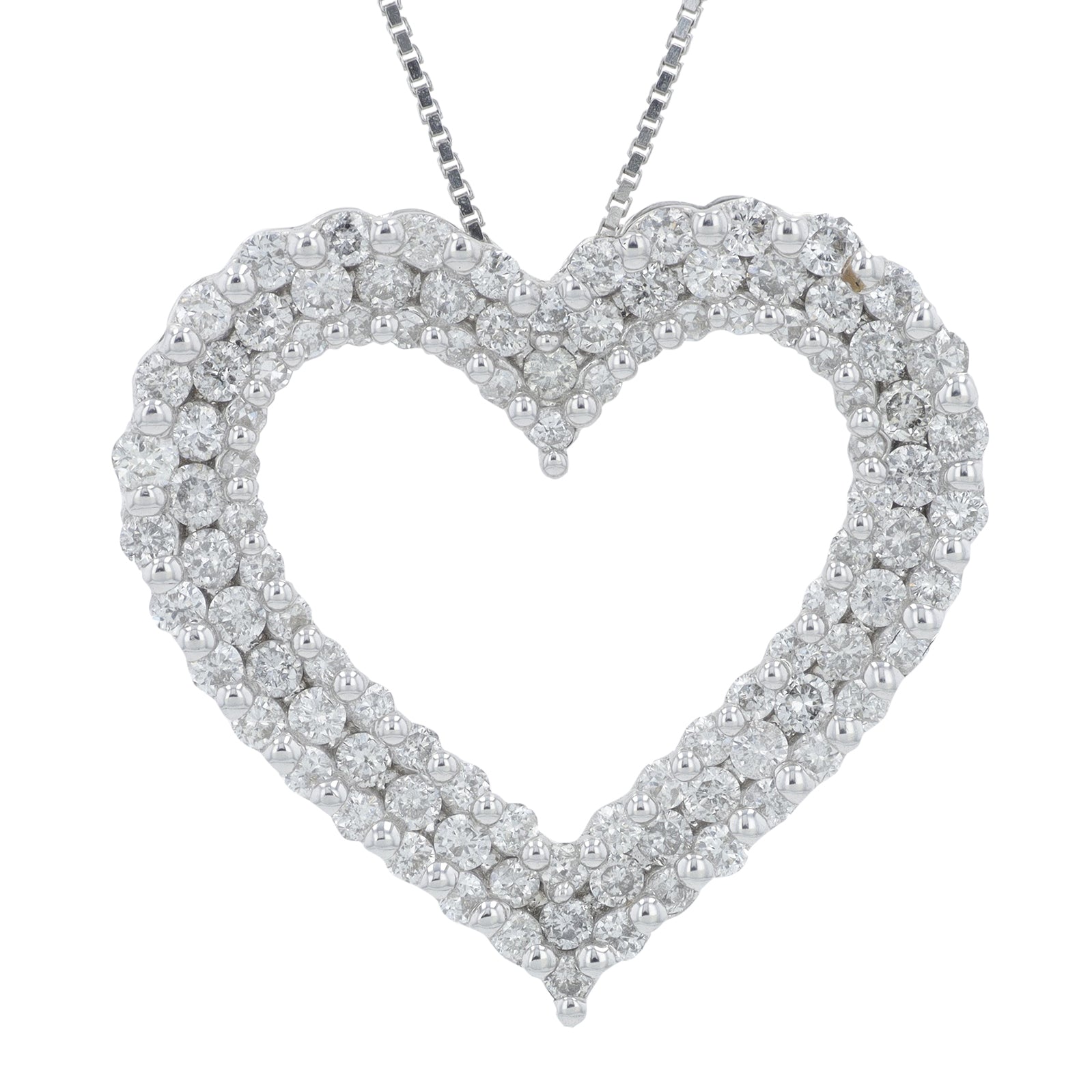 14K WG 1 CTW Diamond Heart Pendant