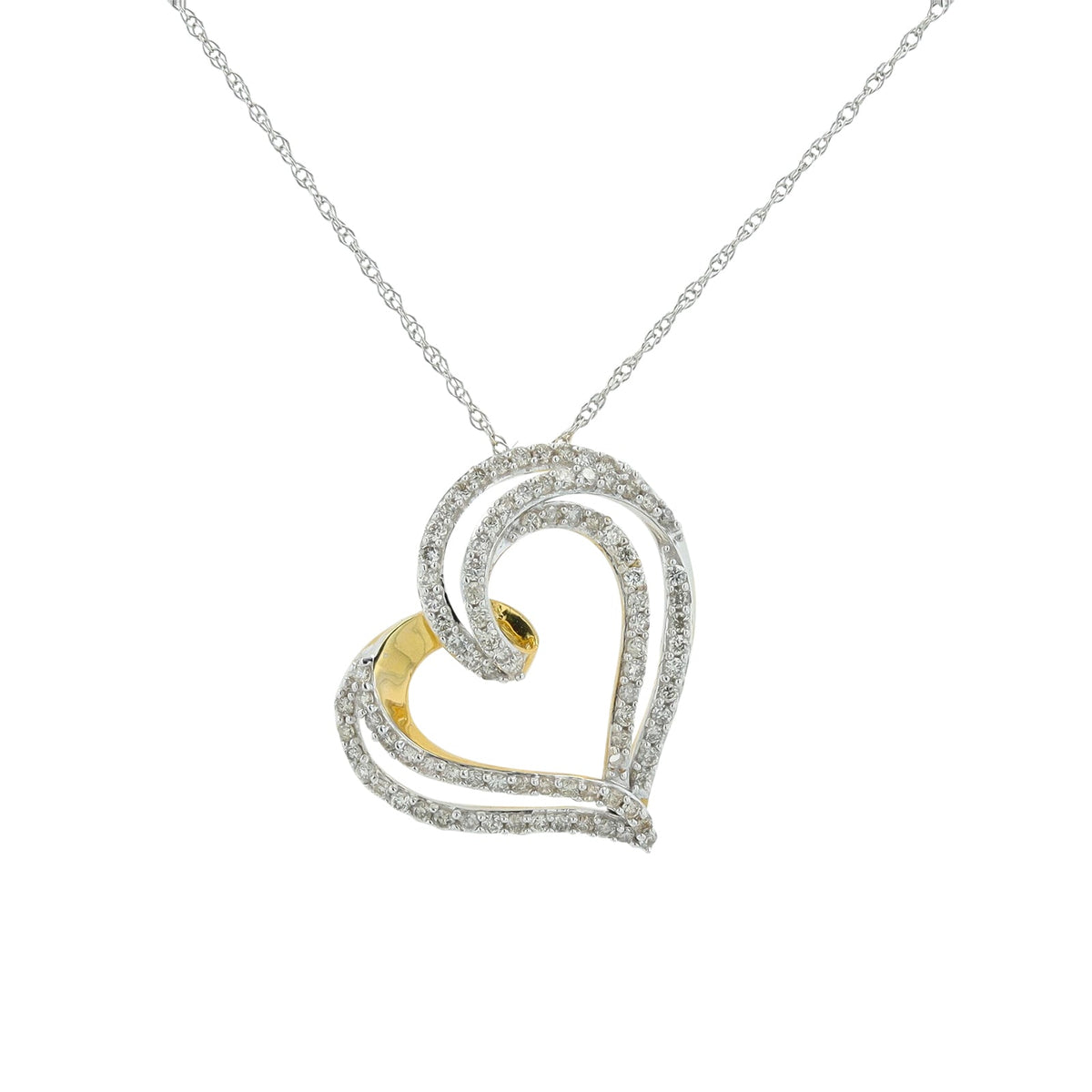 14K TT 1 CT Diamond Heart Pendant