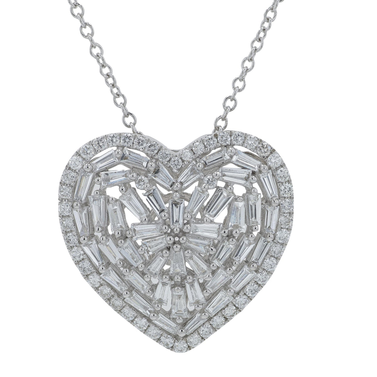 14K EFFY WG 1.02 CTW Diamond Heart Pendant