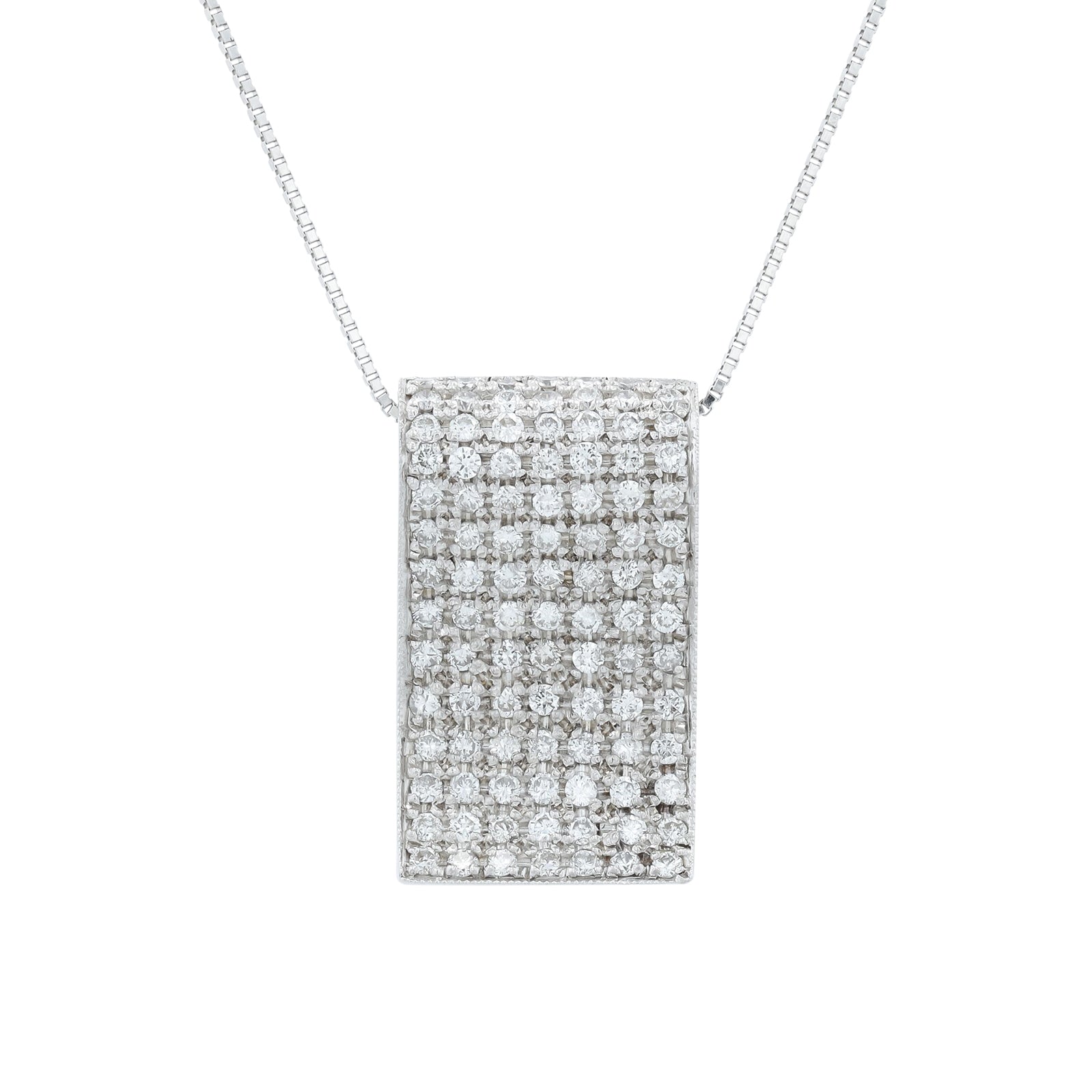 18K WG 1.43 CTW Diamond Rectangle Pendant
