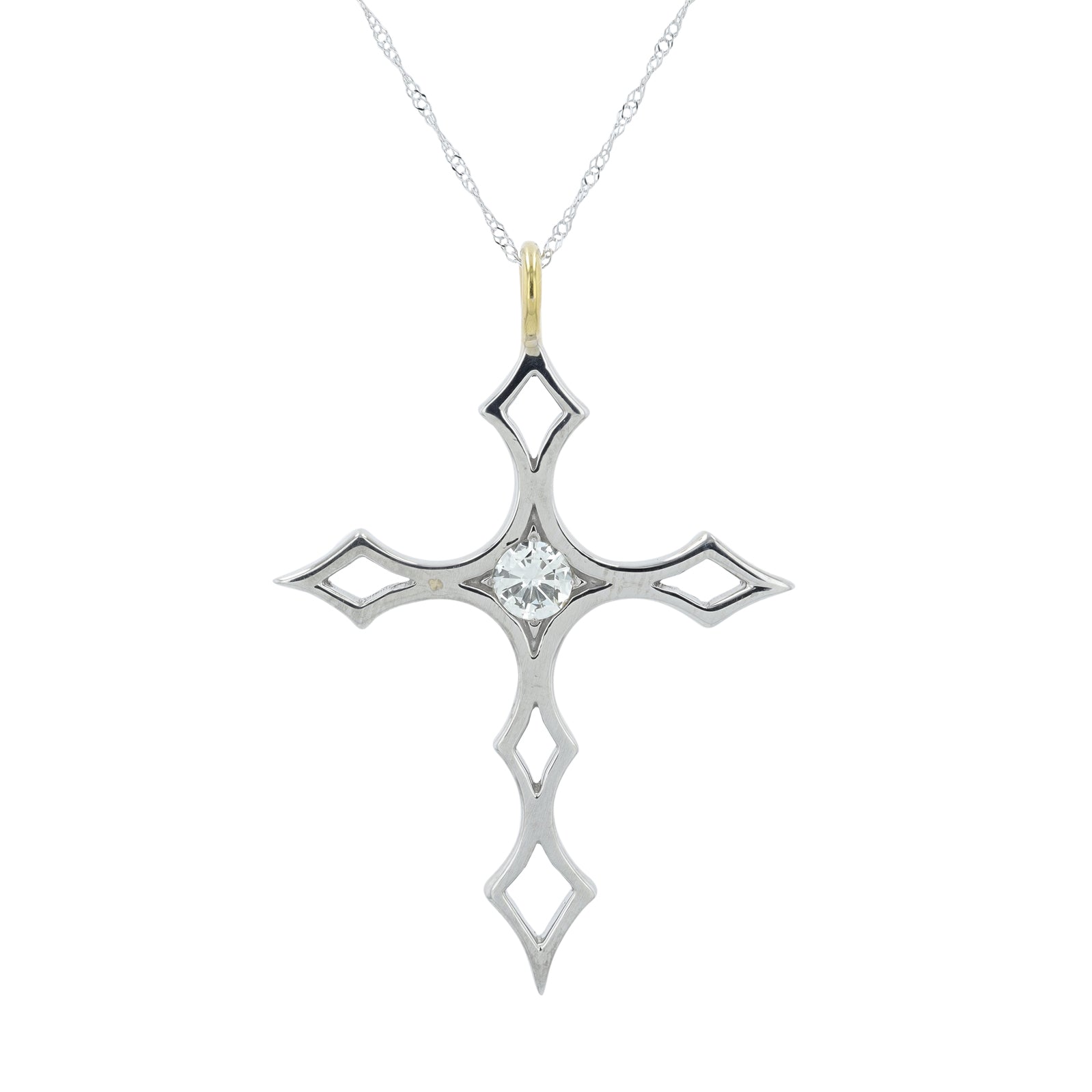 18K TT .34 CT Diamond Cross Pendant