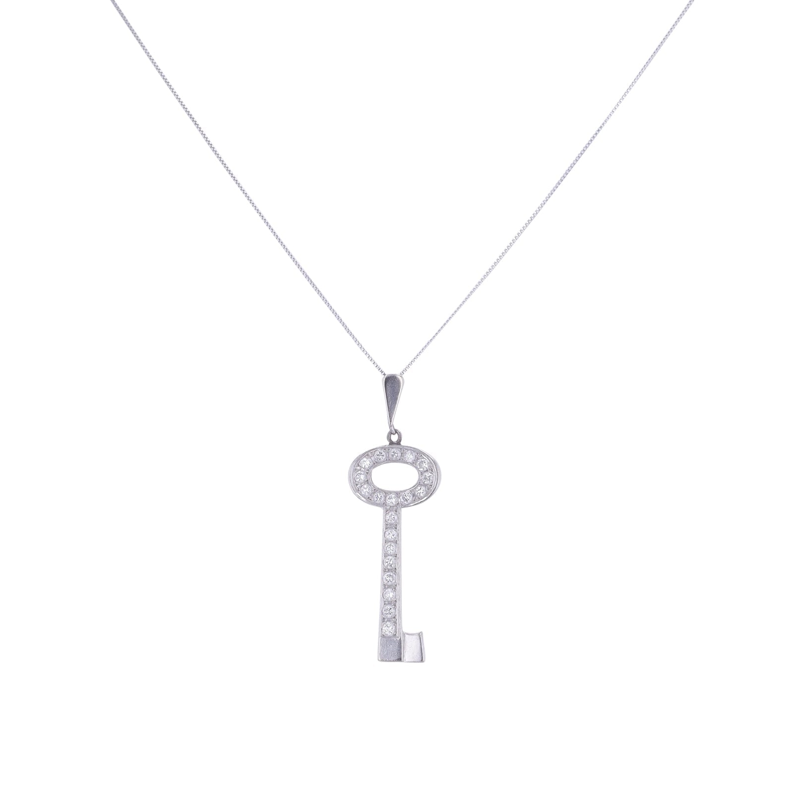 PT850 .31 CTW Diamond Key Pendant