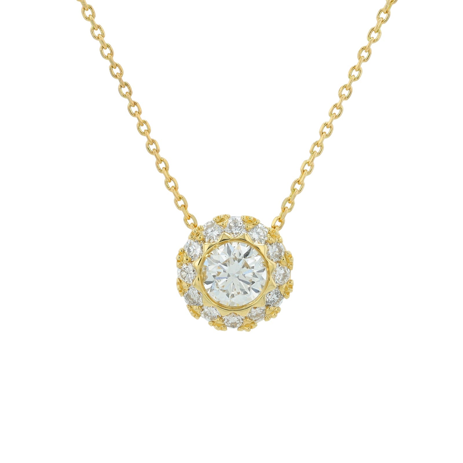 14K YG .50 CTR Diamond Halo Pendant