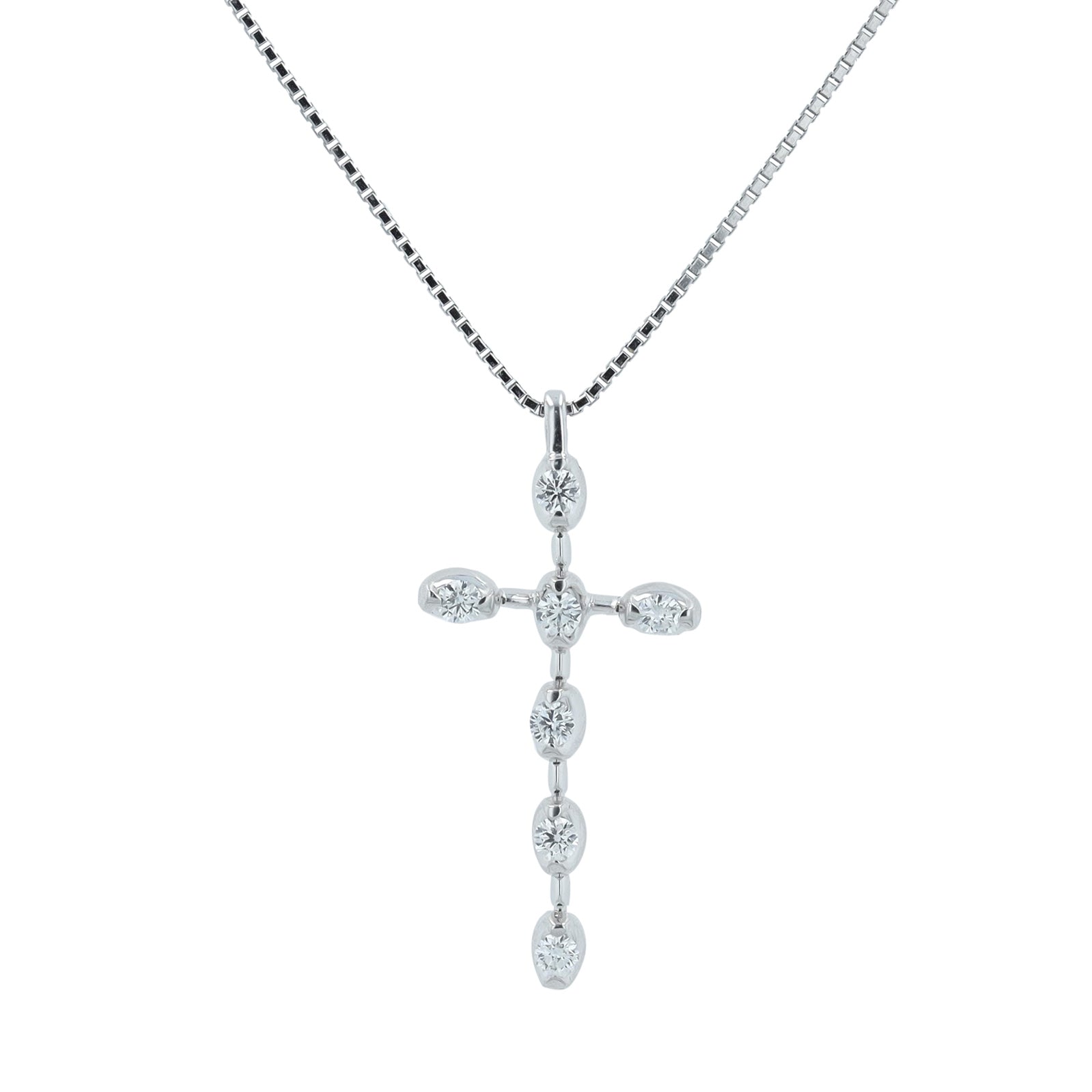 8K WG .30 CTW Diamond Cross Pendant