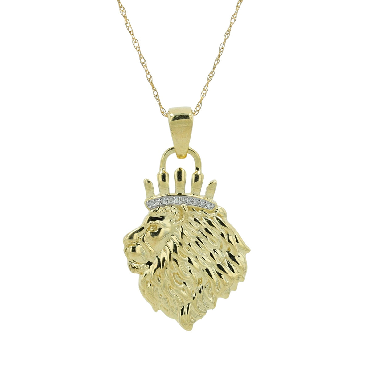 10K YG .03 CTW Diamond Lion Pendant