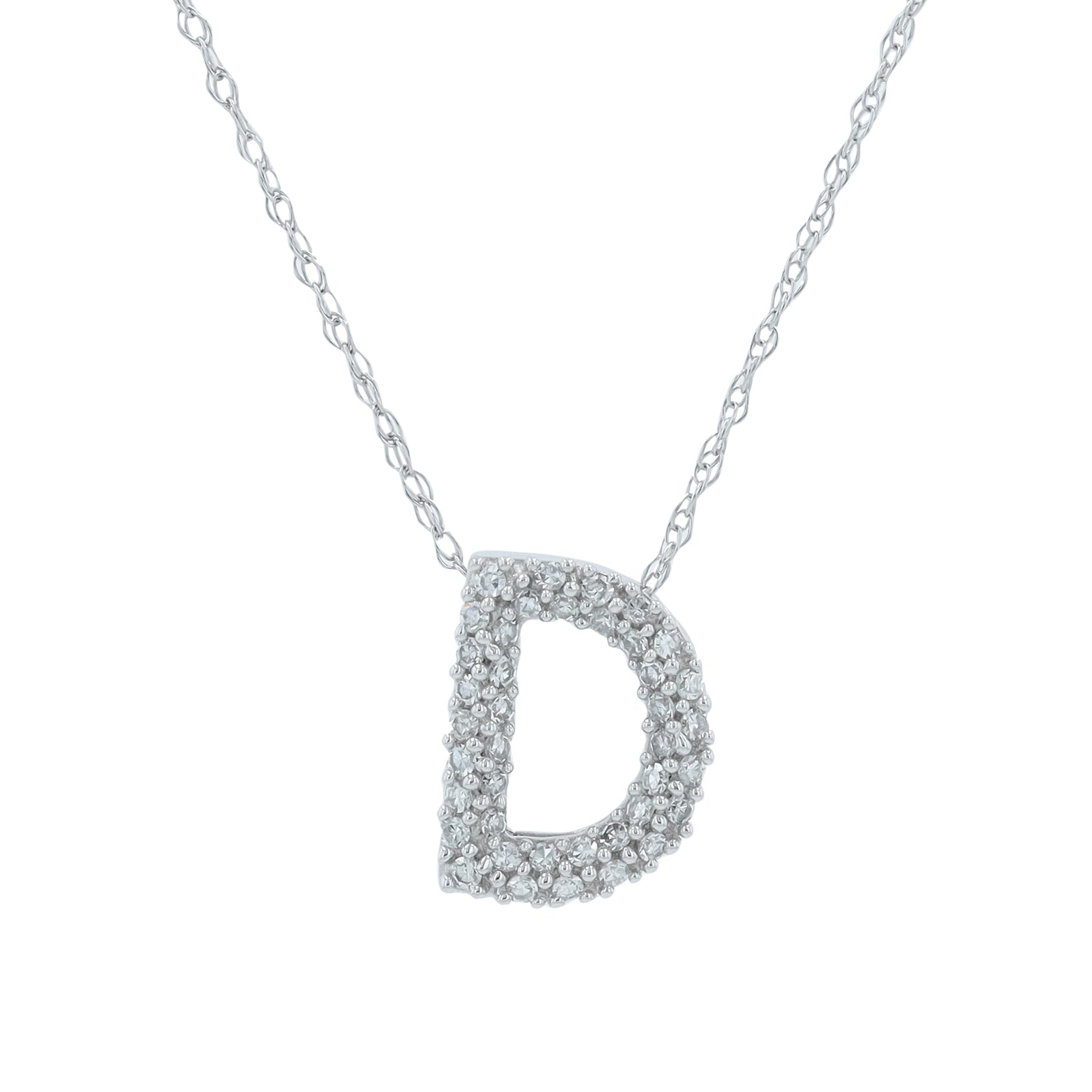 10K WG .15 Diamond 'D' Pendant