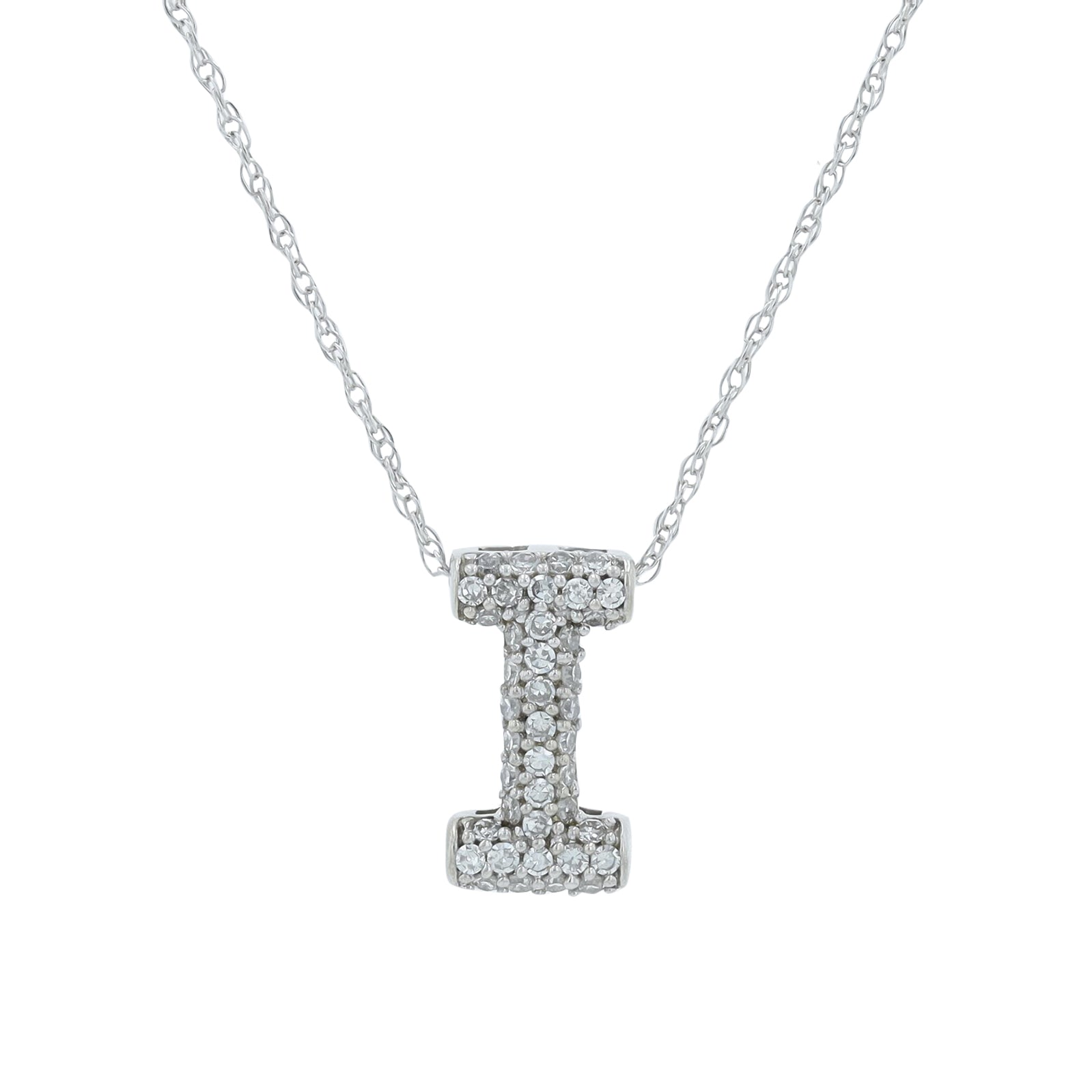 10K WG .15 Diamond 'I' Pendant