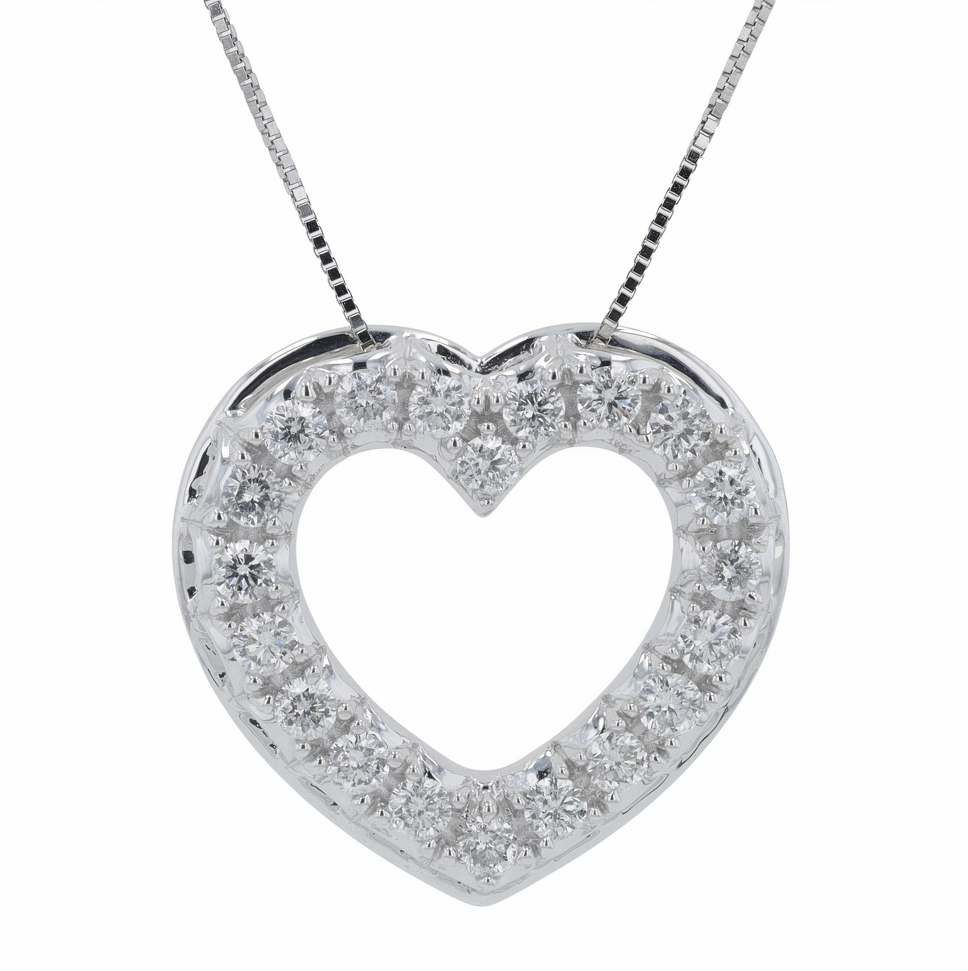 14K WG .50 CTW Diamond Heart Pendant