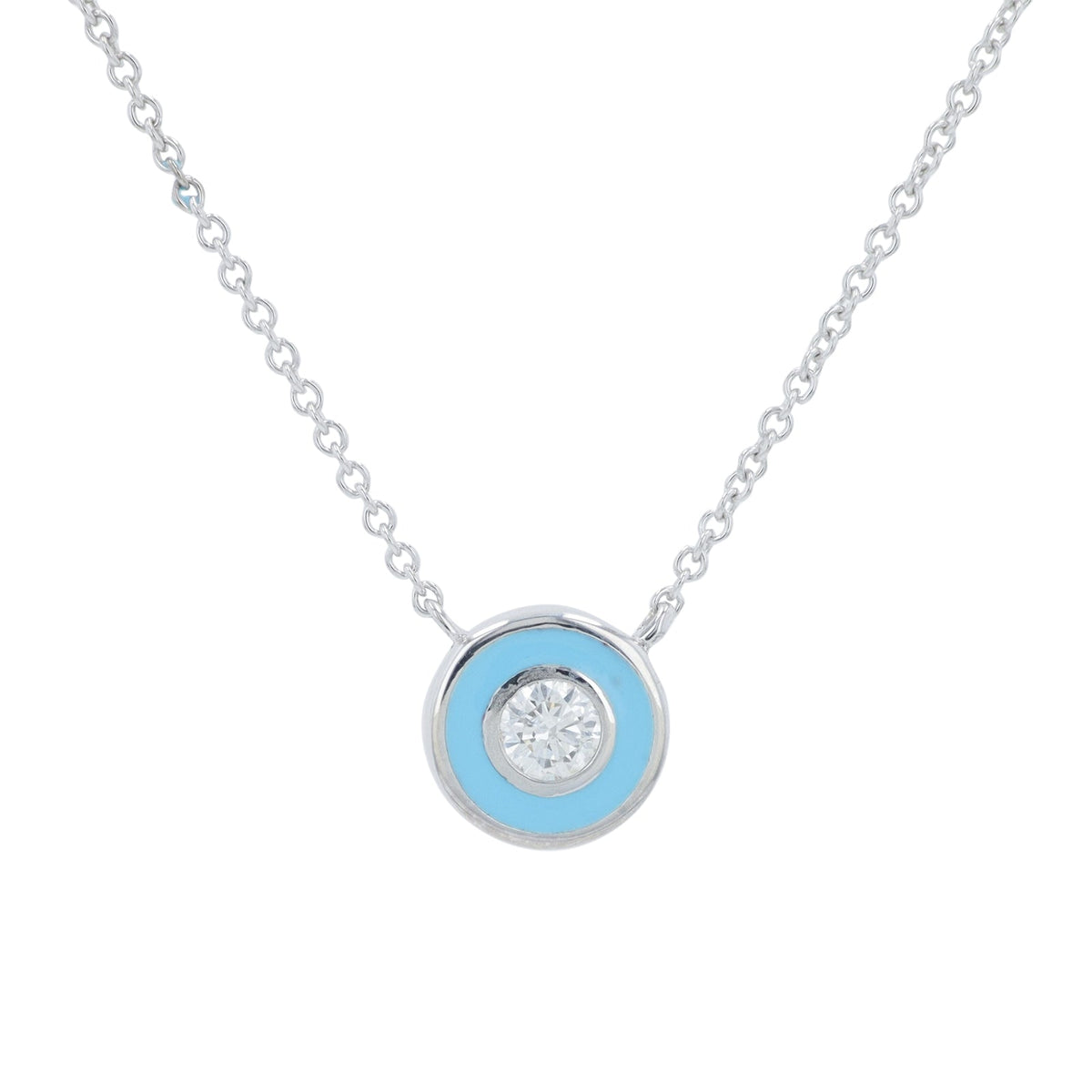 14K 0.13 CT Diamond Solitaire Necklace With Enamel Halo<p><strong>More Colors Available</p></strong>