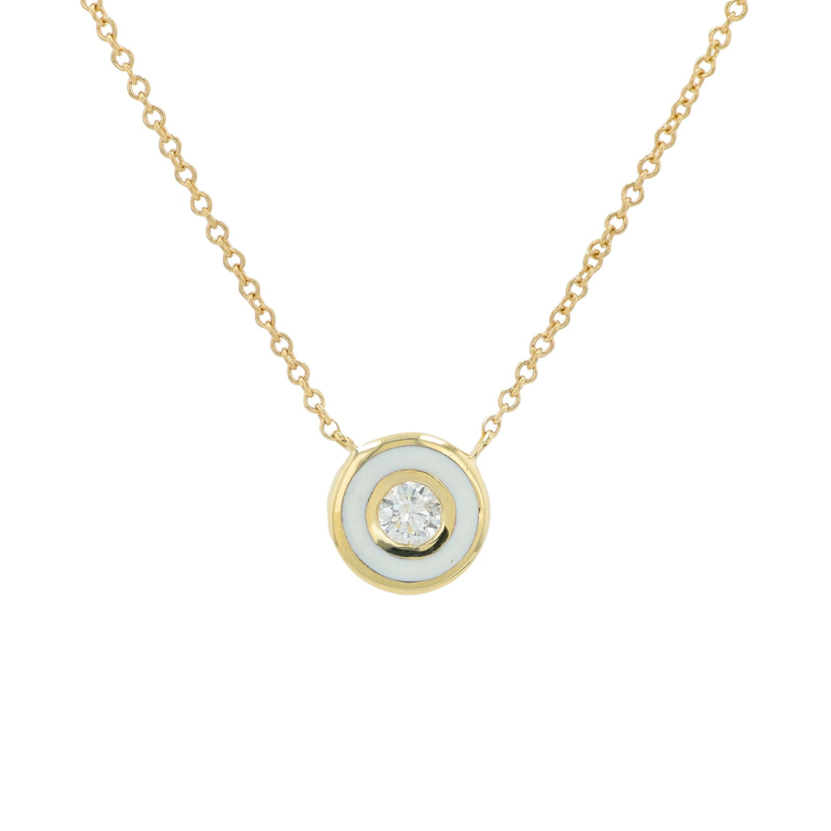 14K 0.13 CT Diamond Solitaire Necklace With Enamel Halo<p><strong>More Colors Available</p></strong>