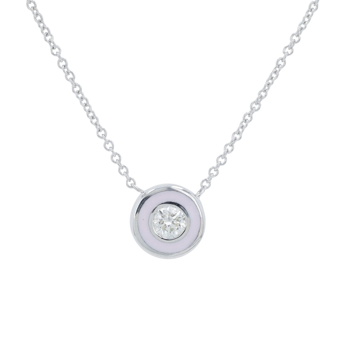 14K 0.13 CT Diamond Solitaire Necklace With Enamel Halo<p><strong>More Colors Available</p></strong>