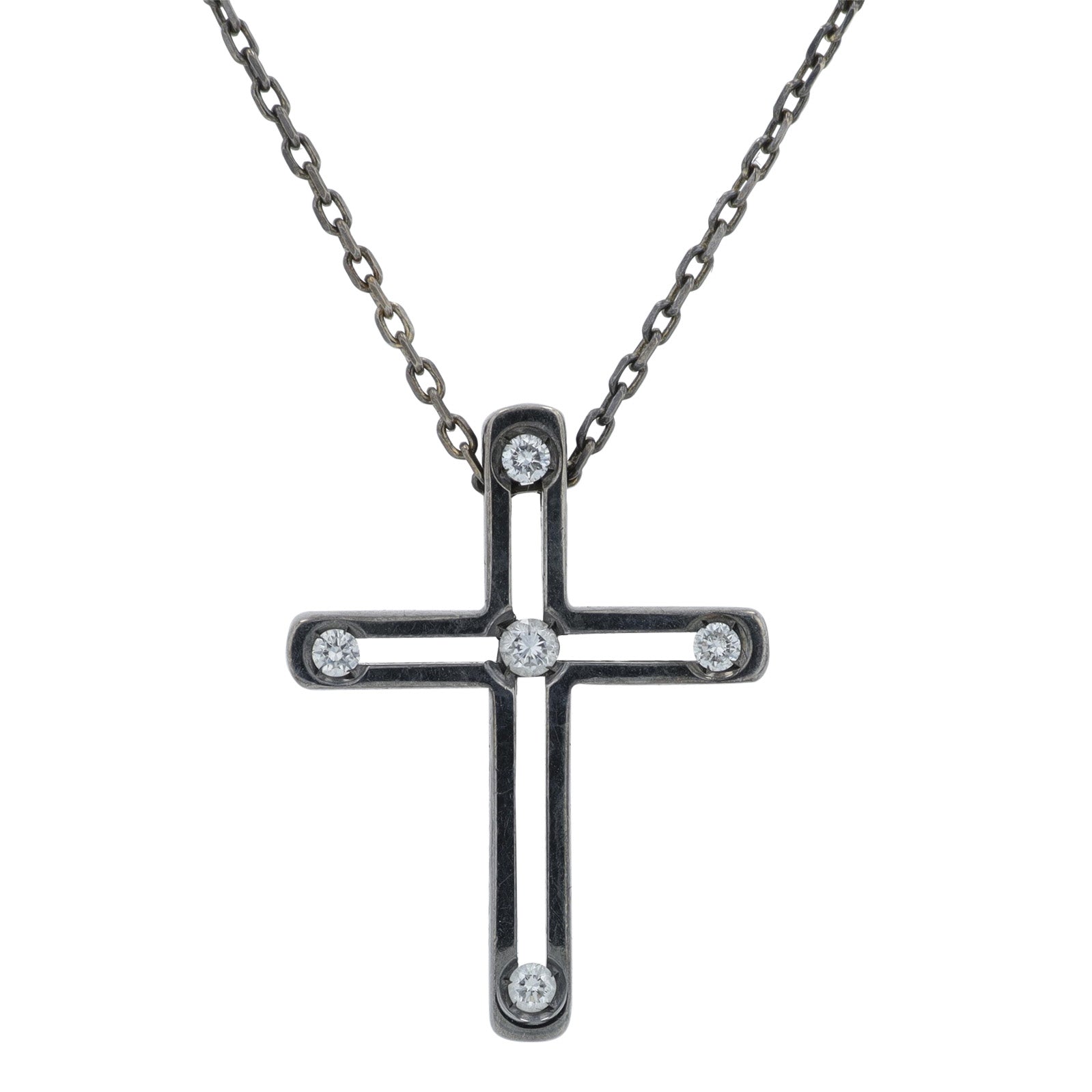 18K WG Damiani .15 CTW Diamond Cross Pendant