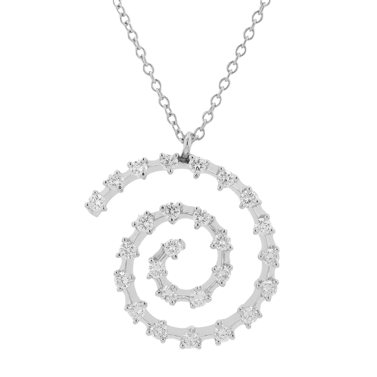 18K WG .50 CTW Diamond Spiral Pendant