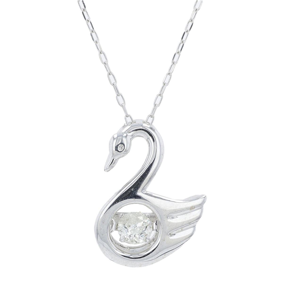 18K WG .10 CTW Diamond Swan Pendant