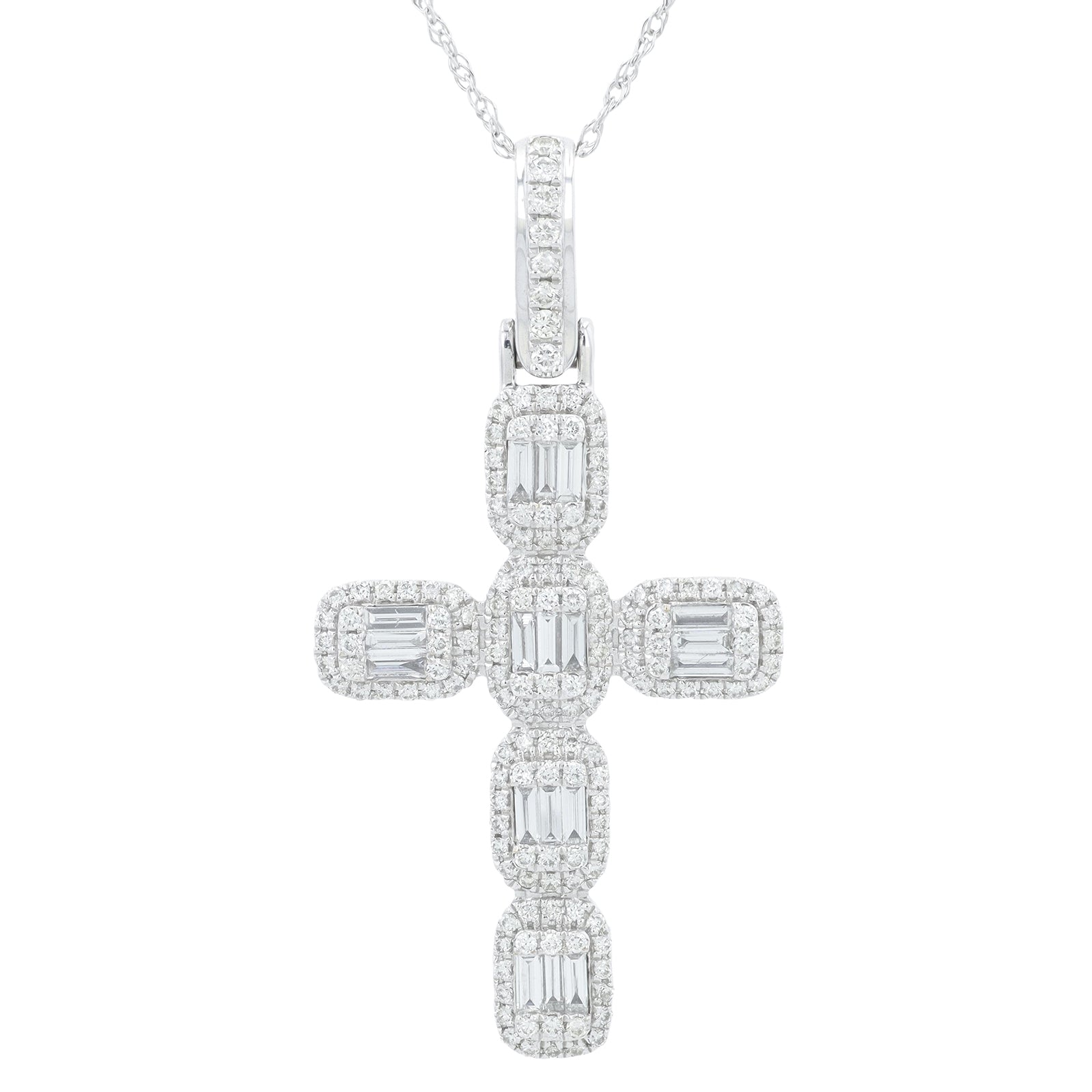 14K WG 1.75 CTW Diamond Cross Pendant