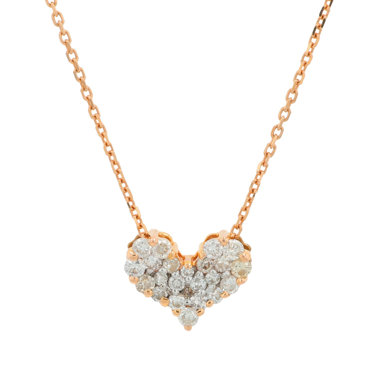 18K RG .257 CTW Diamond Heart Pendant