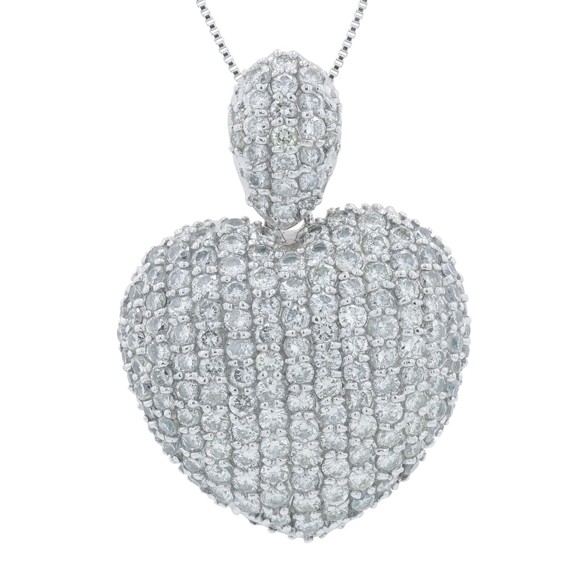 18K WG 2.70 CTW Diamond Cluster Heart Pendant