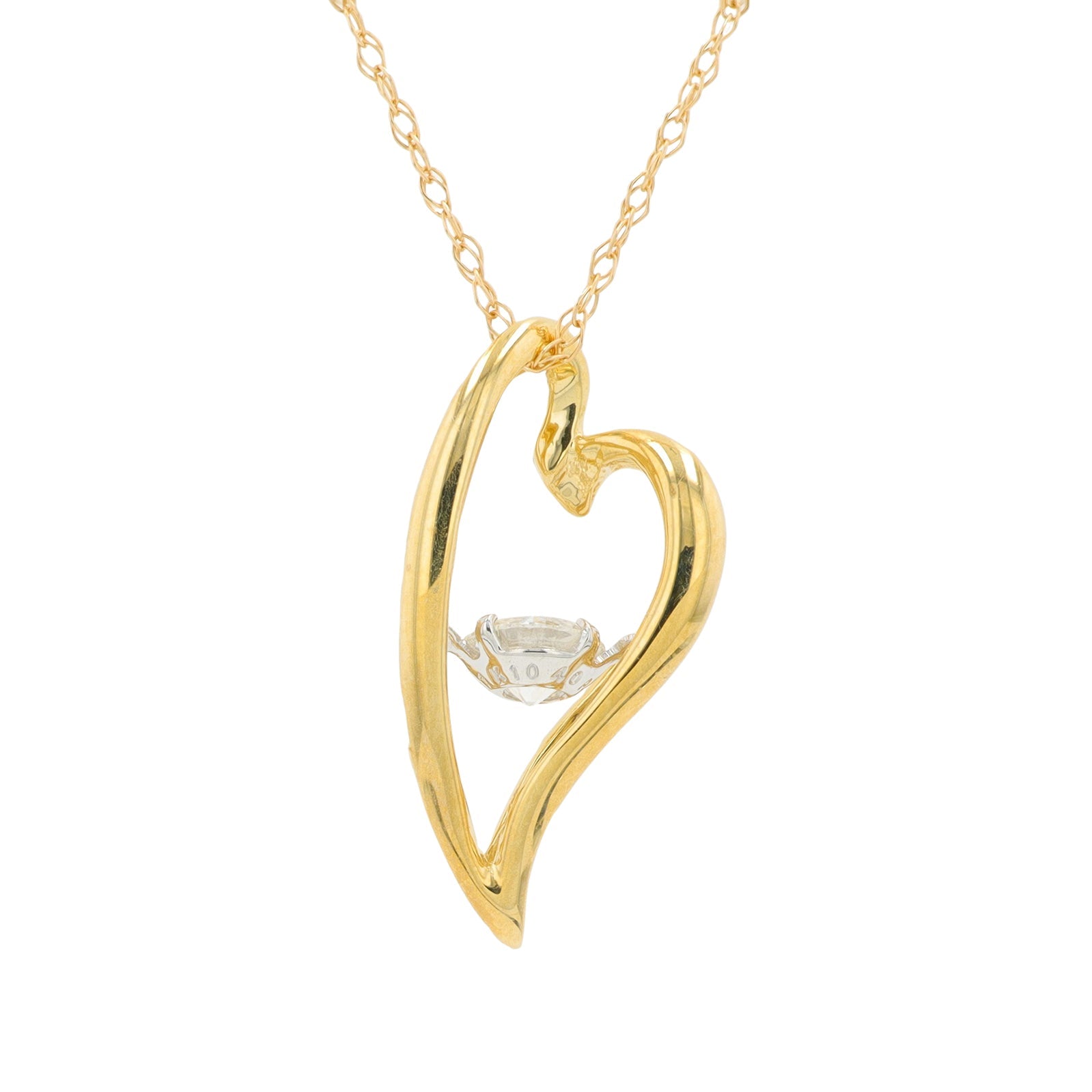 10K YG .20 CT Diamond Heart Pendant