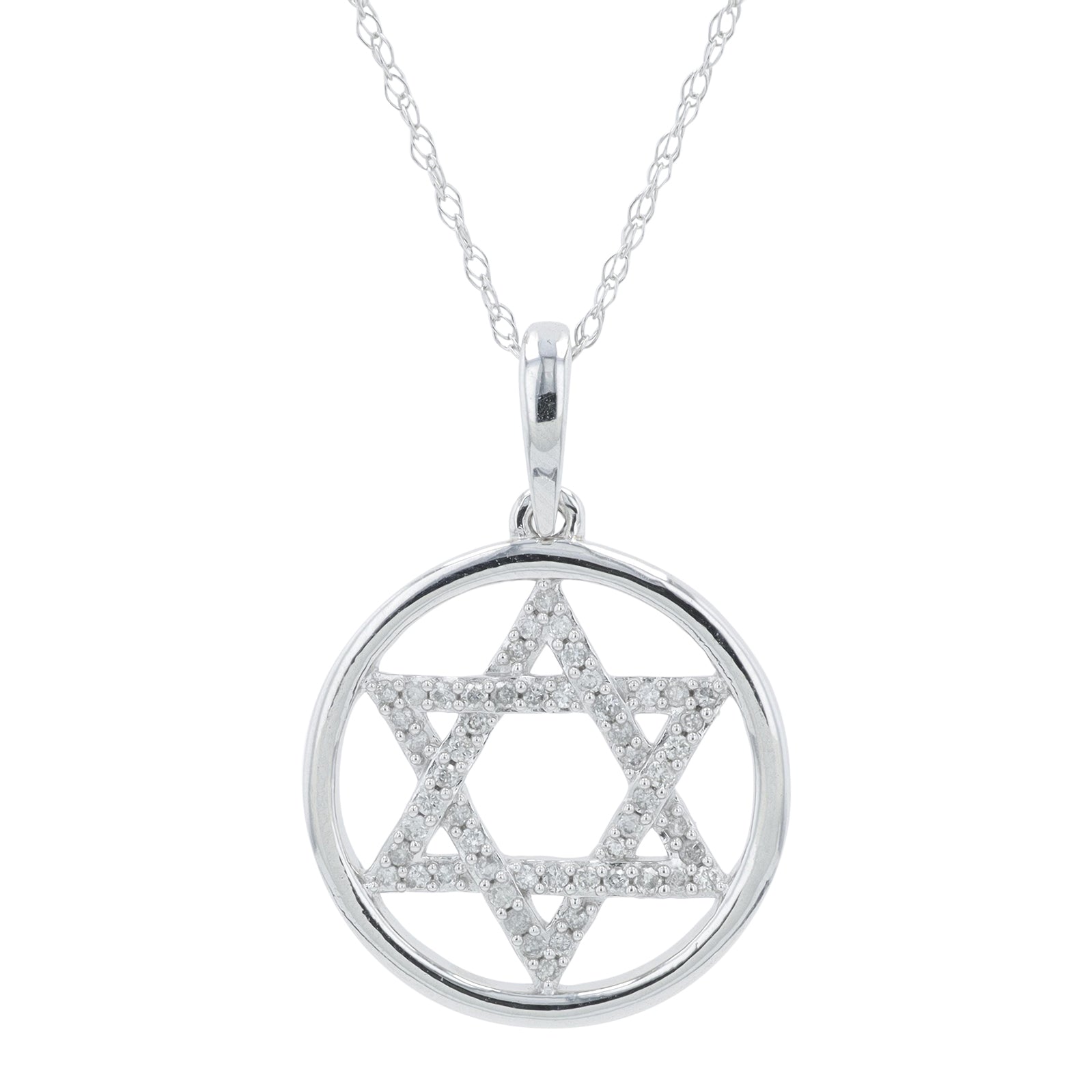 14K WG .20 CTW Diamond Star of David Pendant