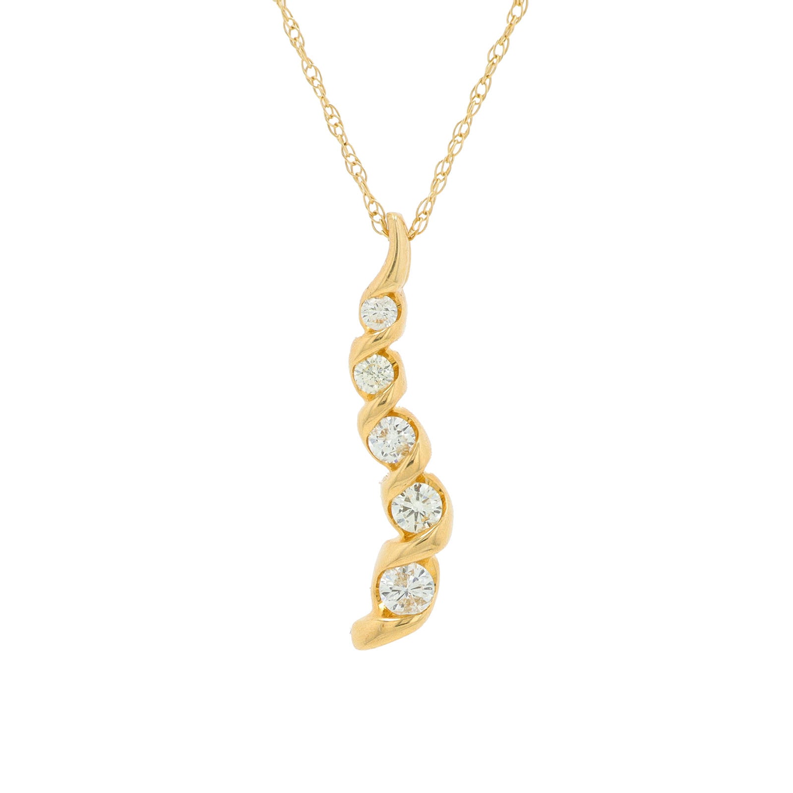 14K YG .25 CT Diamond Journey Pendant