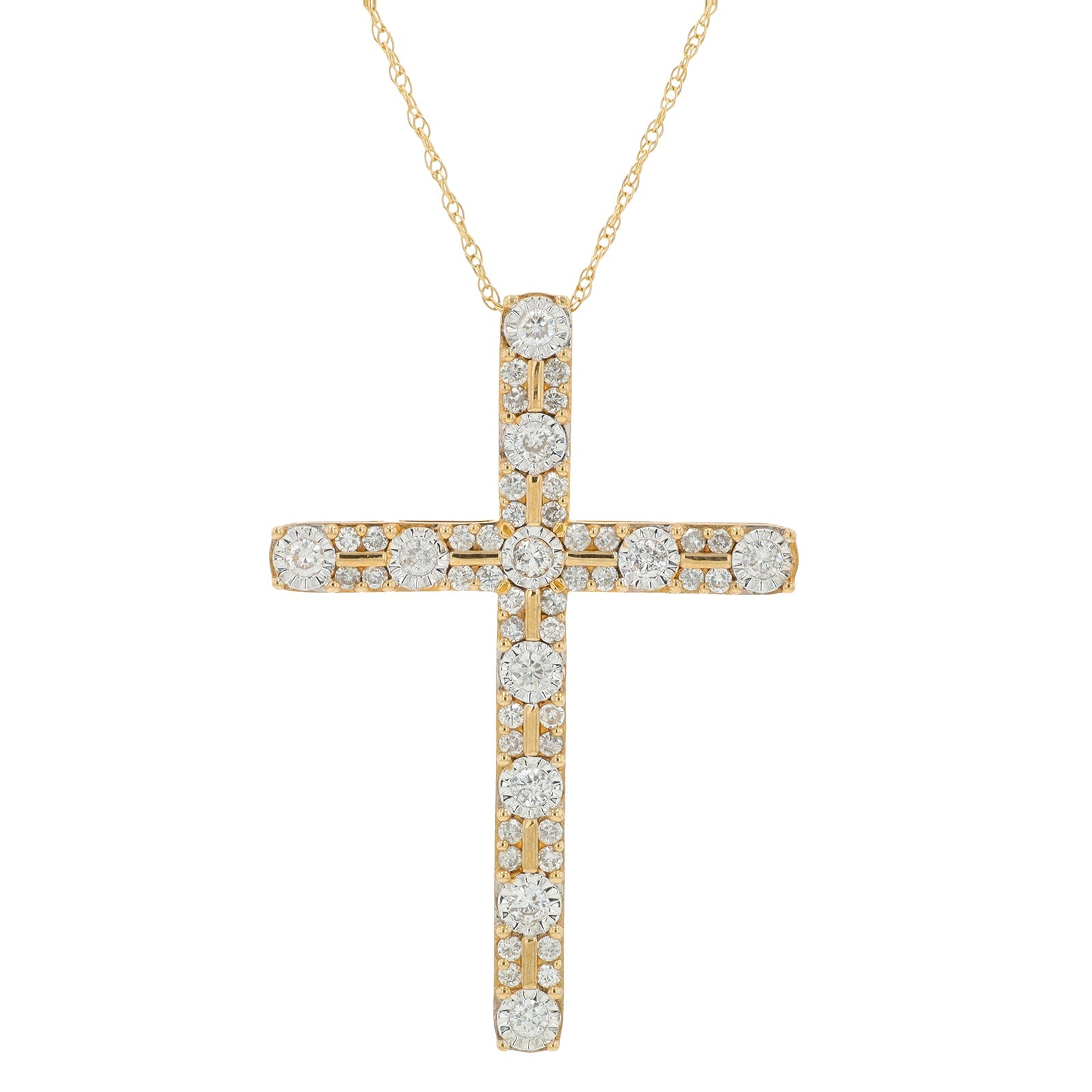 10K YG .50 CT Diamond Cross Pendant
