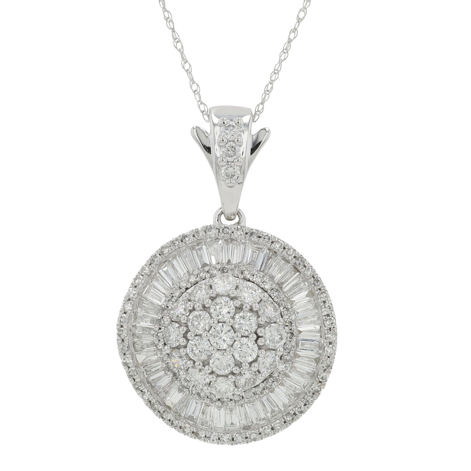 14K WG 2 CTW Diamond Cluster Pendant