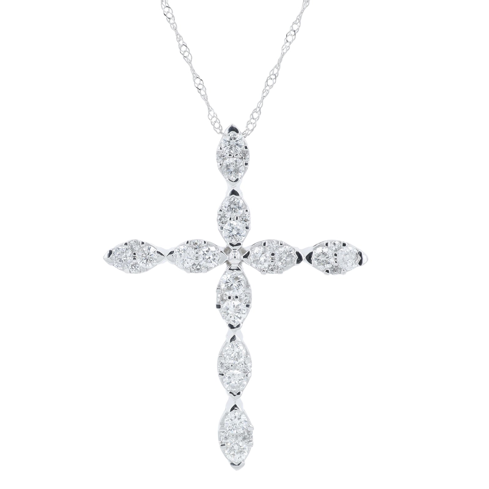10K WG 1 CTW Diamond Cross Pendant