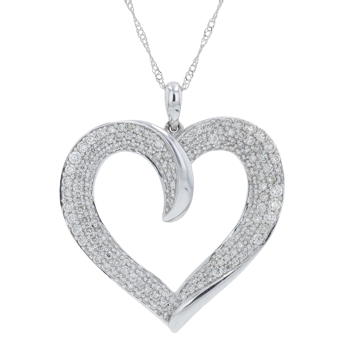 14K WG 1.00 CTW Diamond Heart Pendant