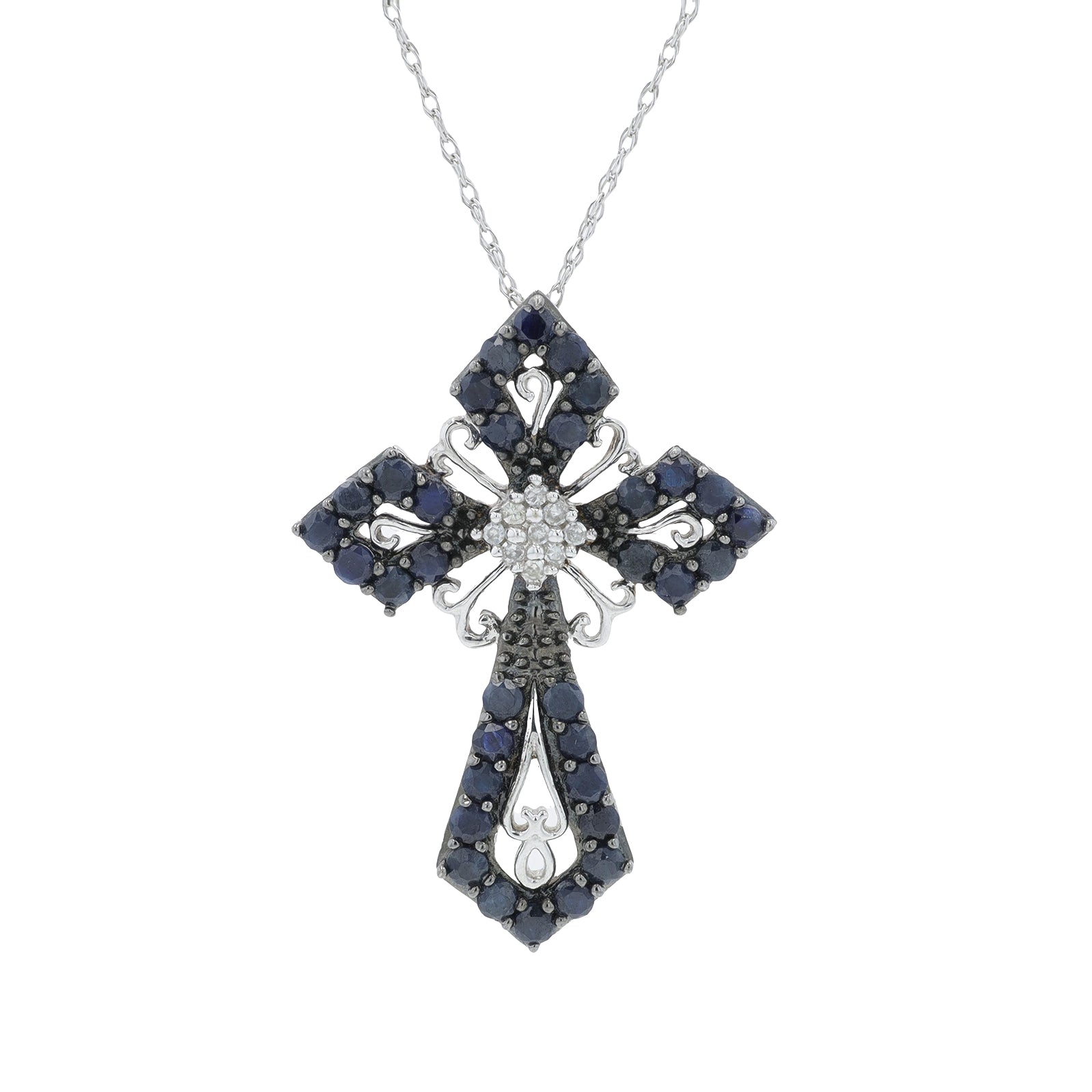 10K WG 1 CT Diamond Cross Pendant