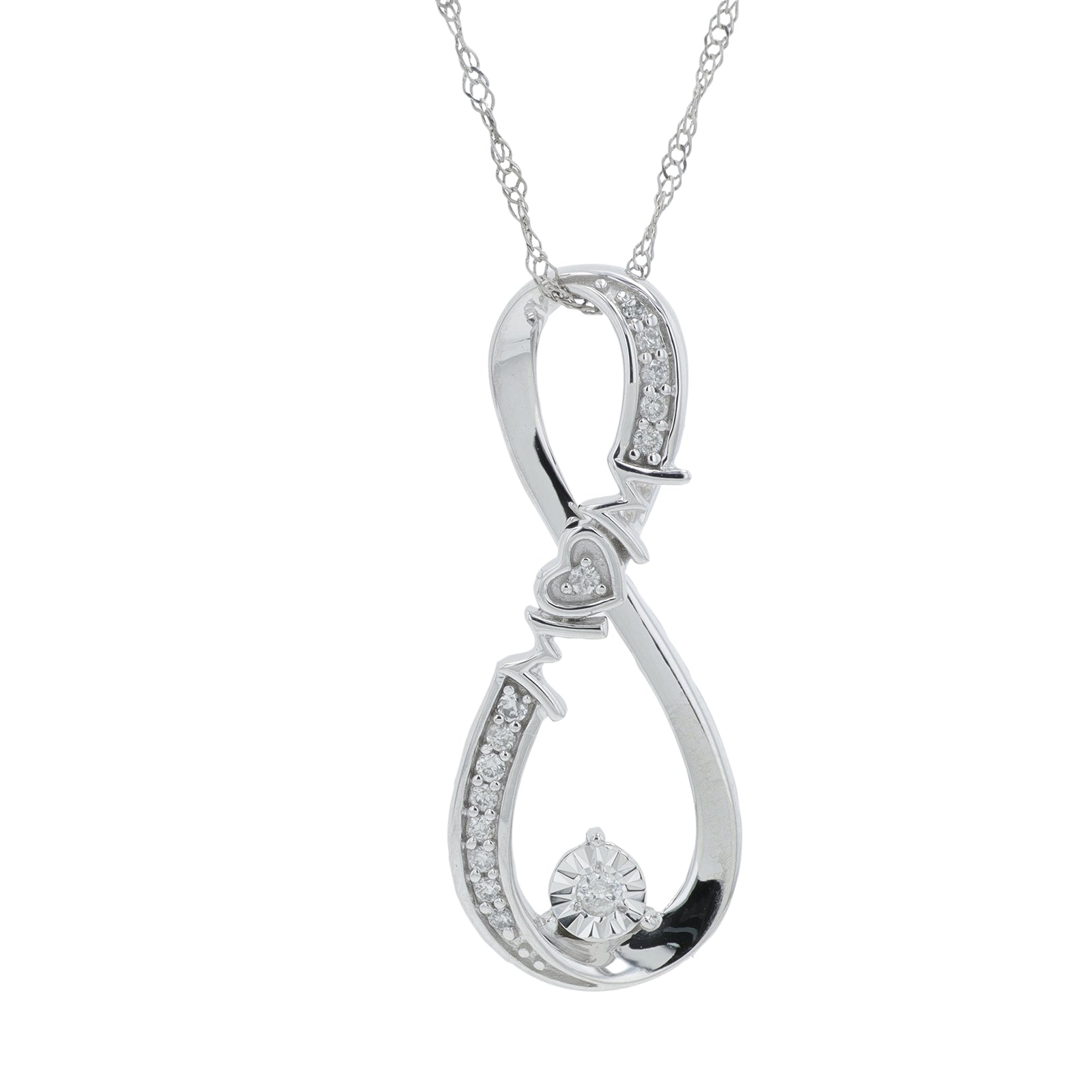 10K WG  1/10 CT Diamond Infinity Pendant