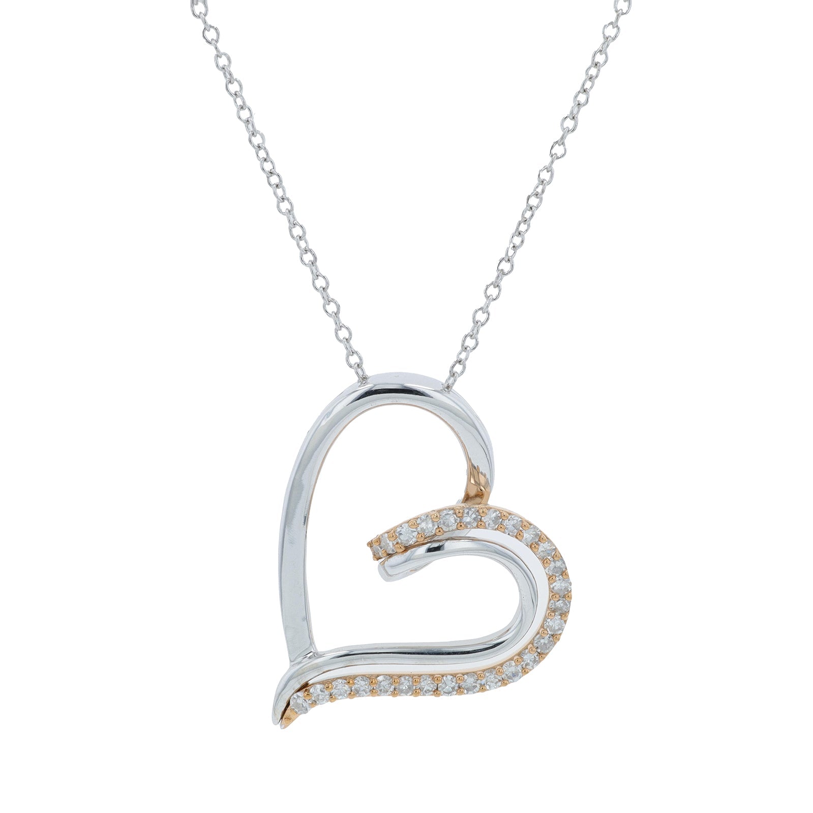 10K TT 1/4 CT Diamond Heart Pendant