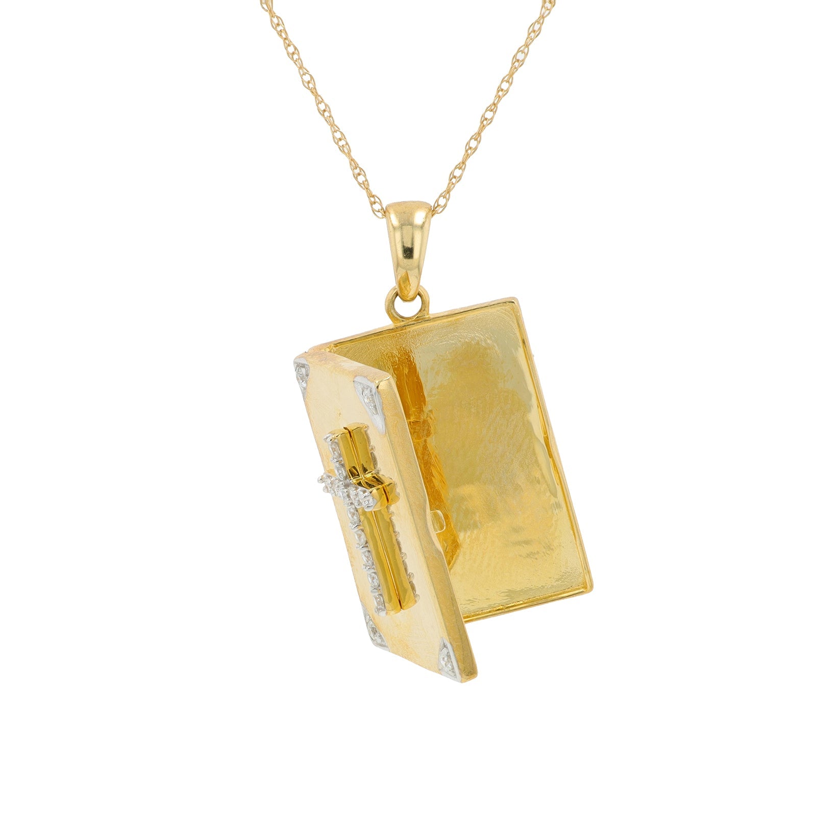 10K YG  0.15 CT Diamond Bible Pendant